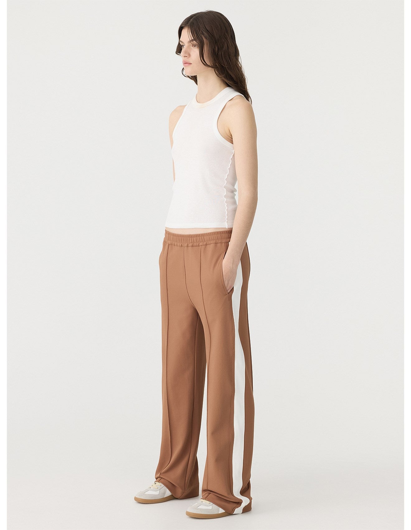 Twill Stripe Detail Pant in Argan/White