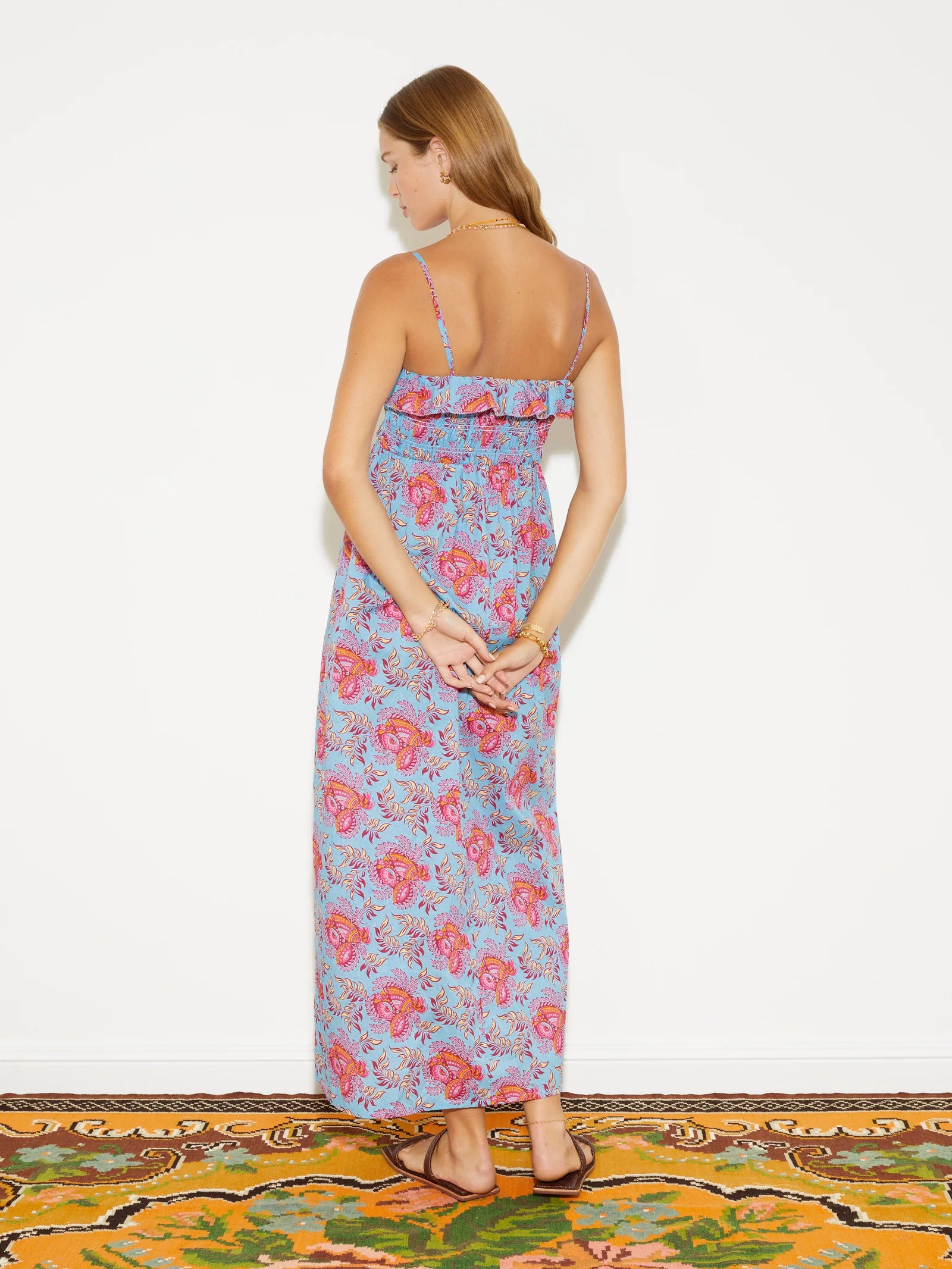 Coquille Shirred Bodice Maxi Dress