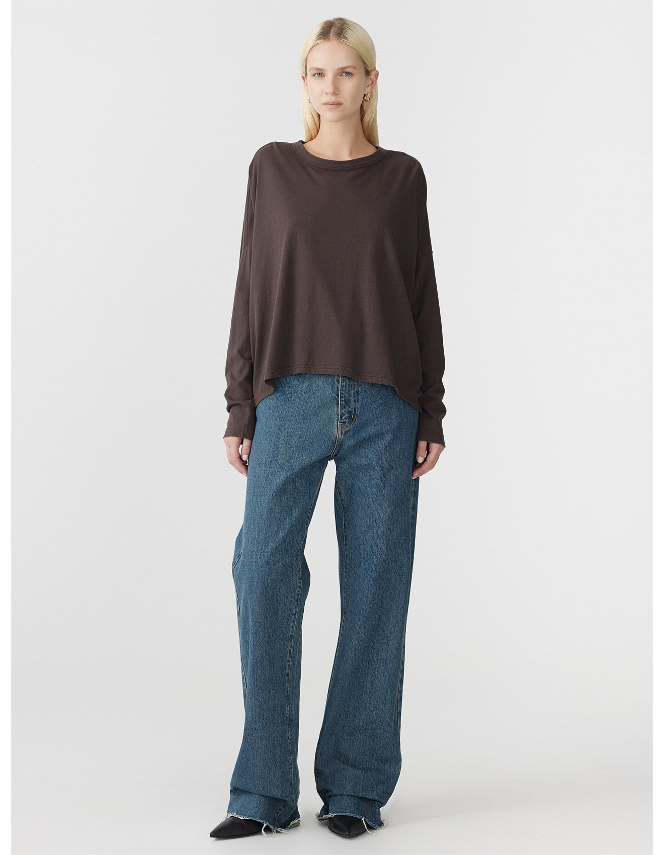 Slouch Circle L/S T-Shirt in Dark Plum