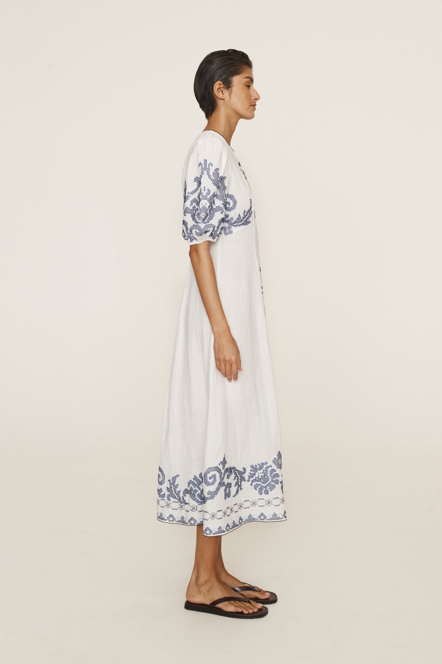 Hazel Embroidered Midi Dress