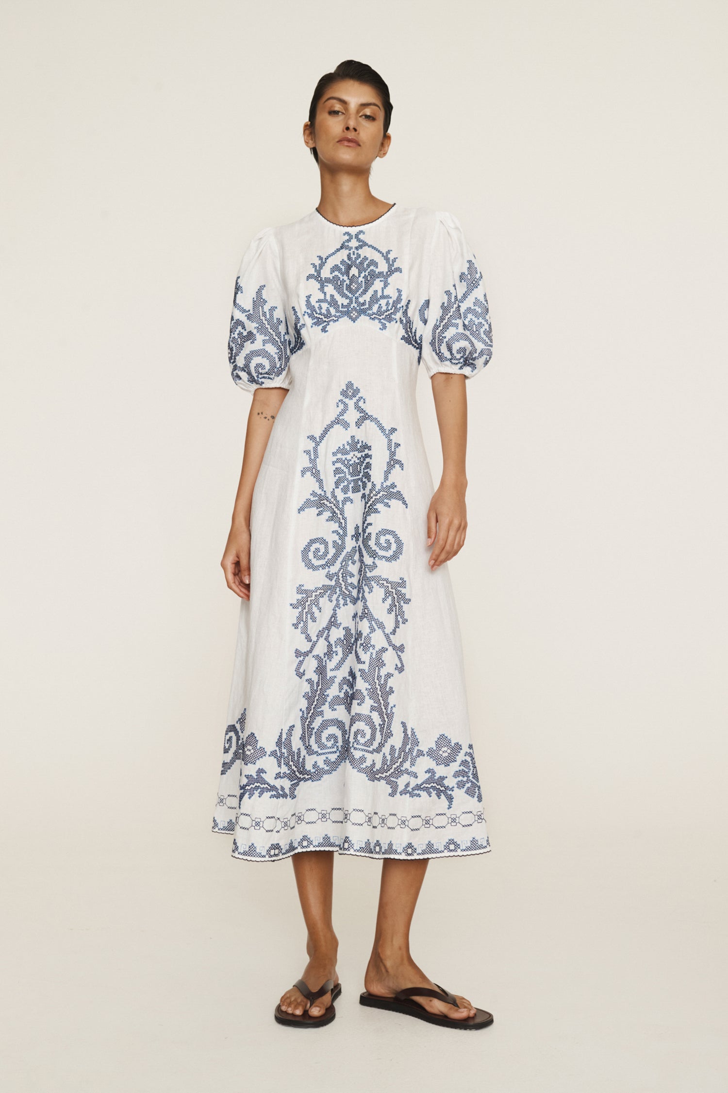 Hazel Embroidered Midi Dress