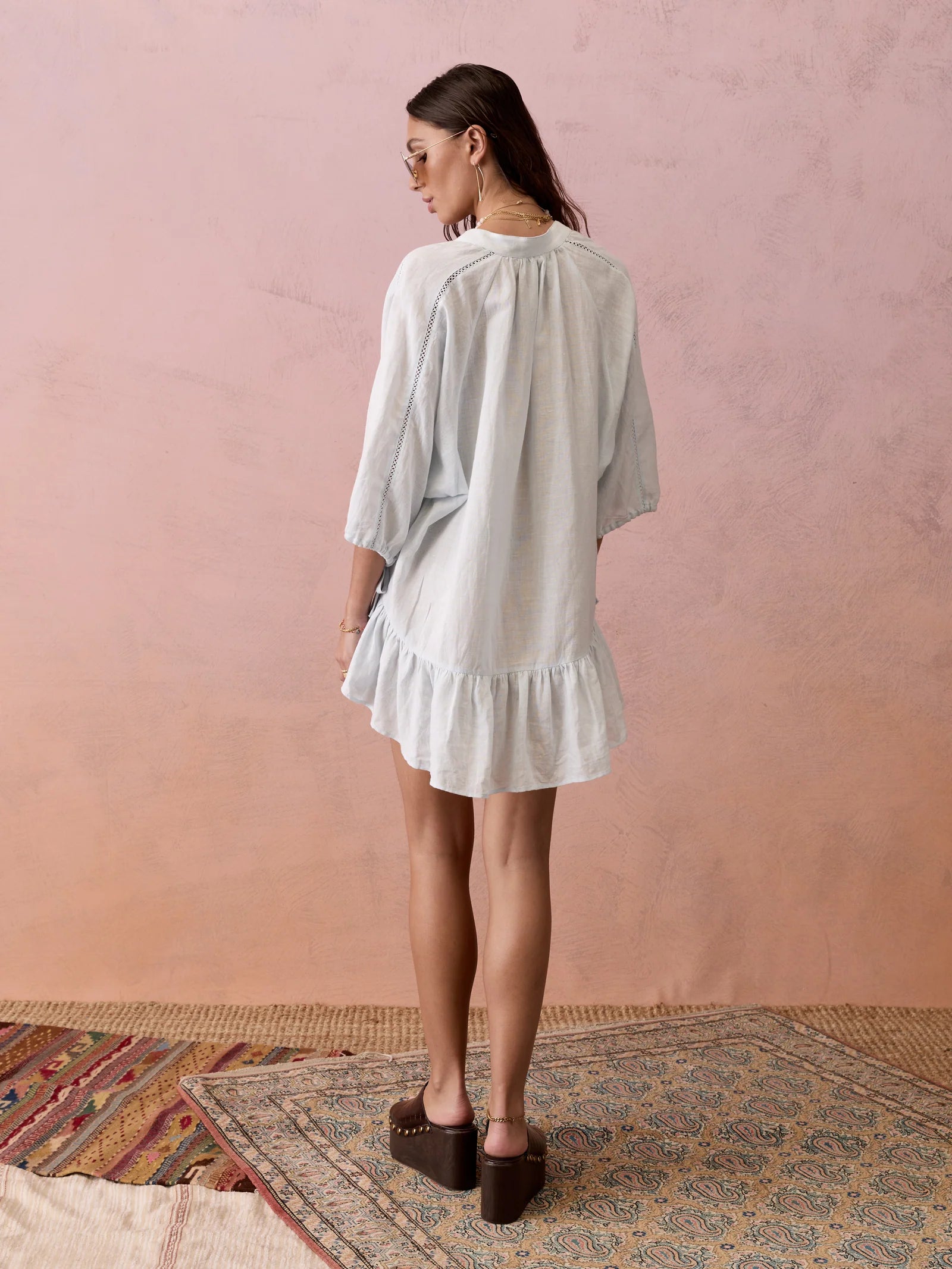 La Ponche Frill Dress in Sky