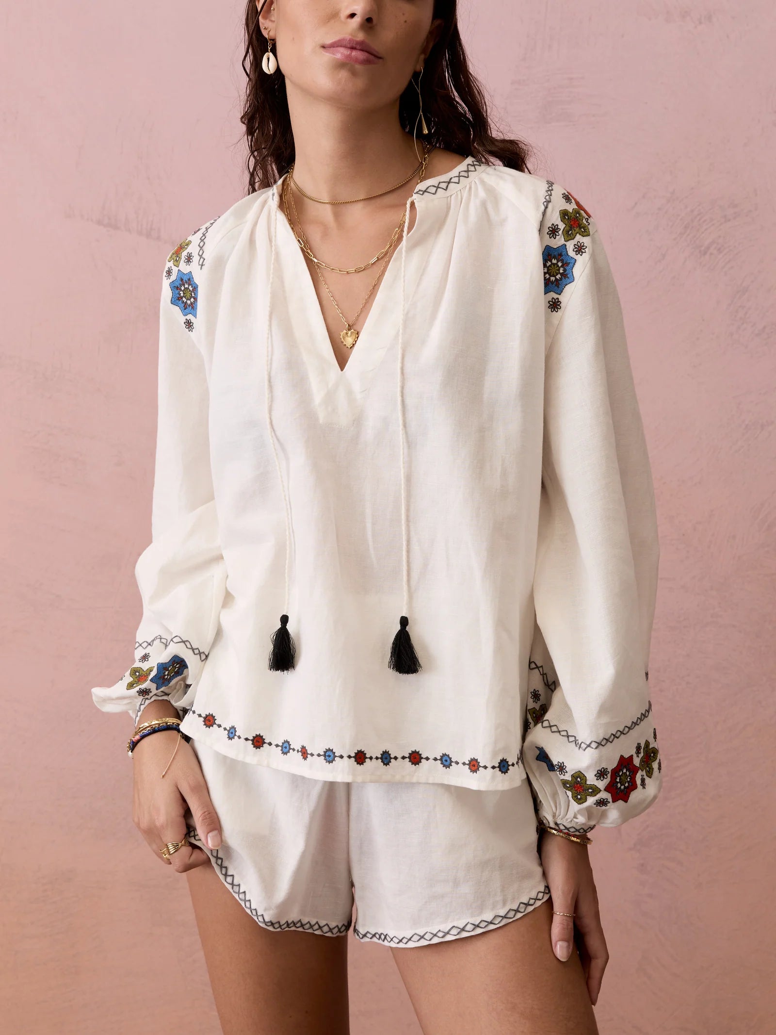 Castela Embroidered Smock Blouse