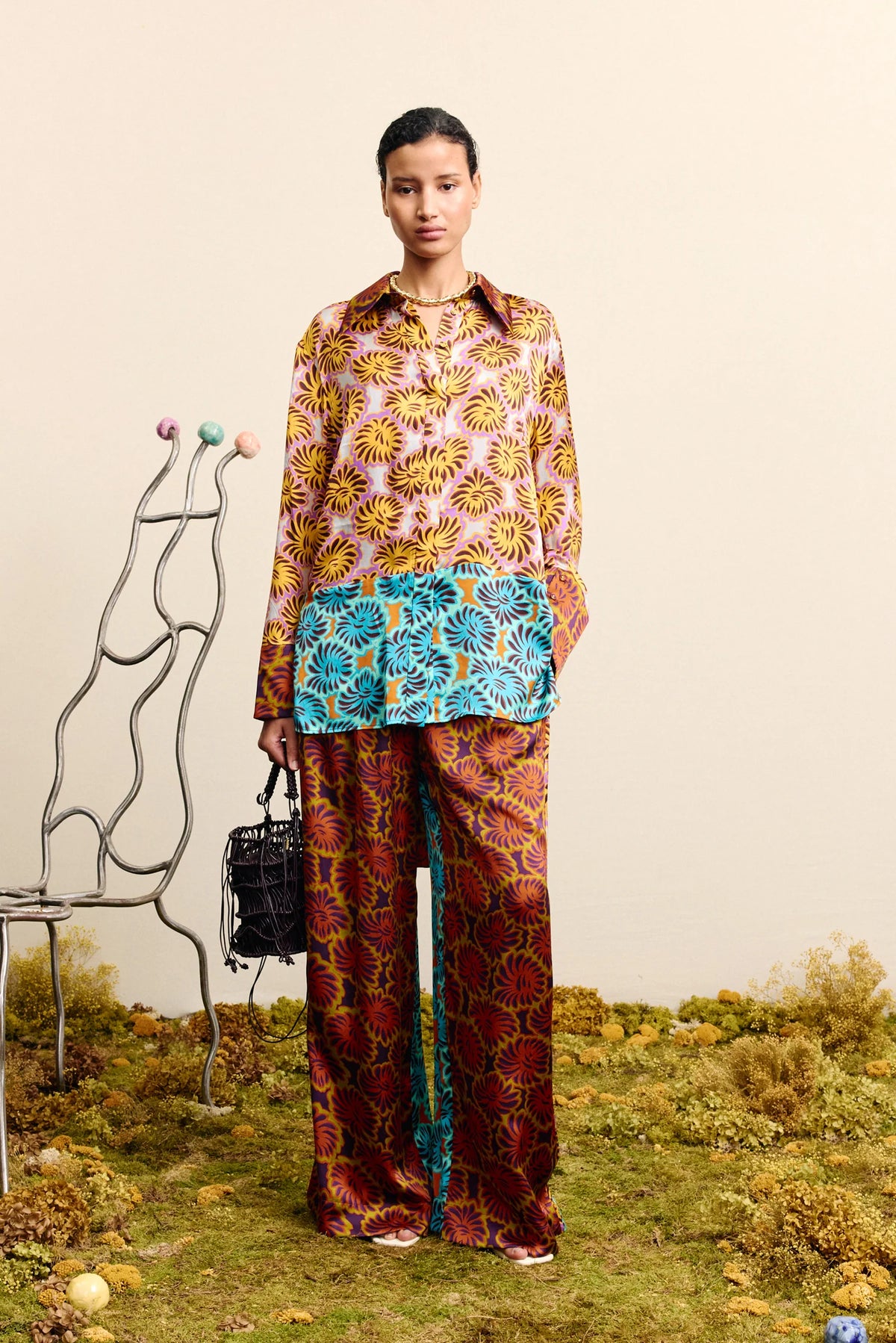 Xander Silk Spliced Shirt PRE ORDER
