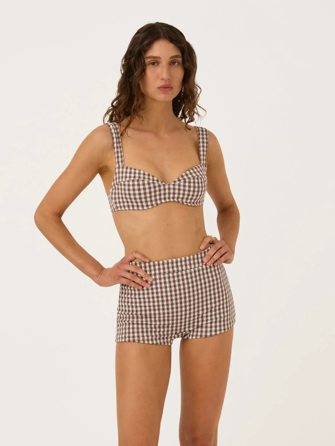 Essential Crop in Toffee Gingham
