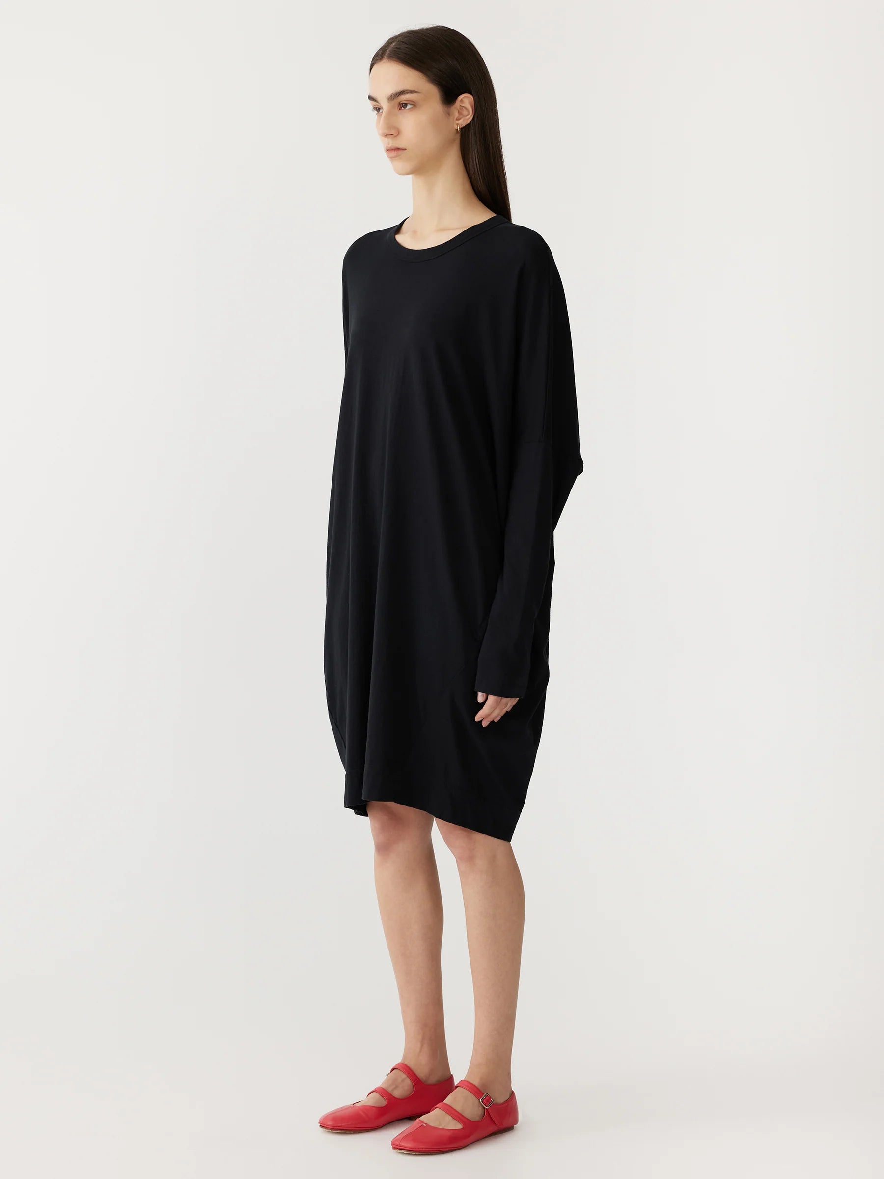 Circle Jersey L/S Dress in Black