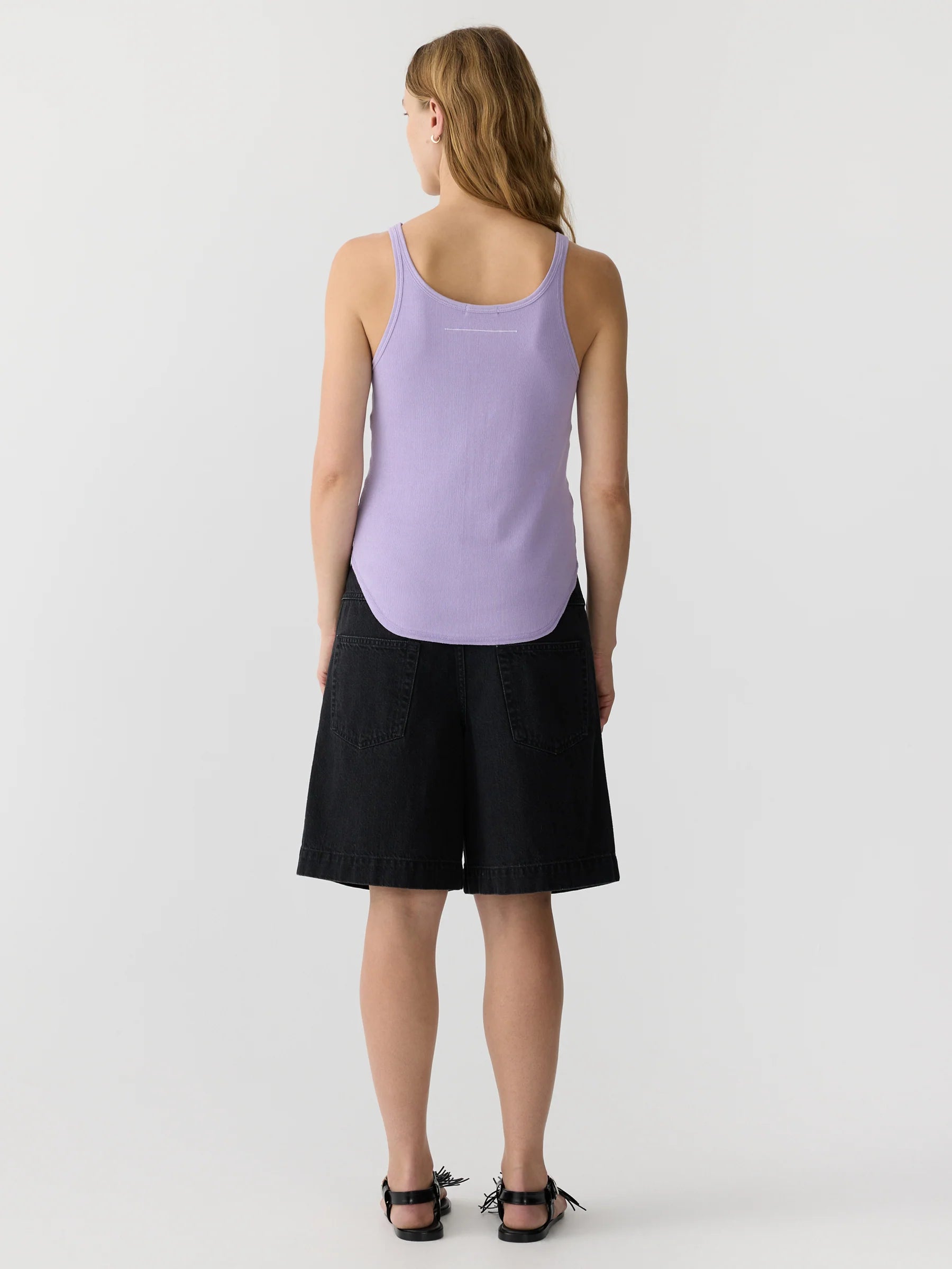 Slim Superfine Rib Tank in Faded Lavender