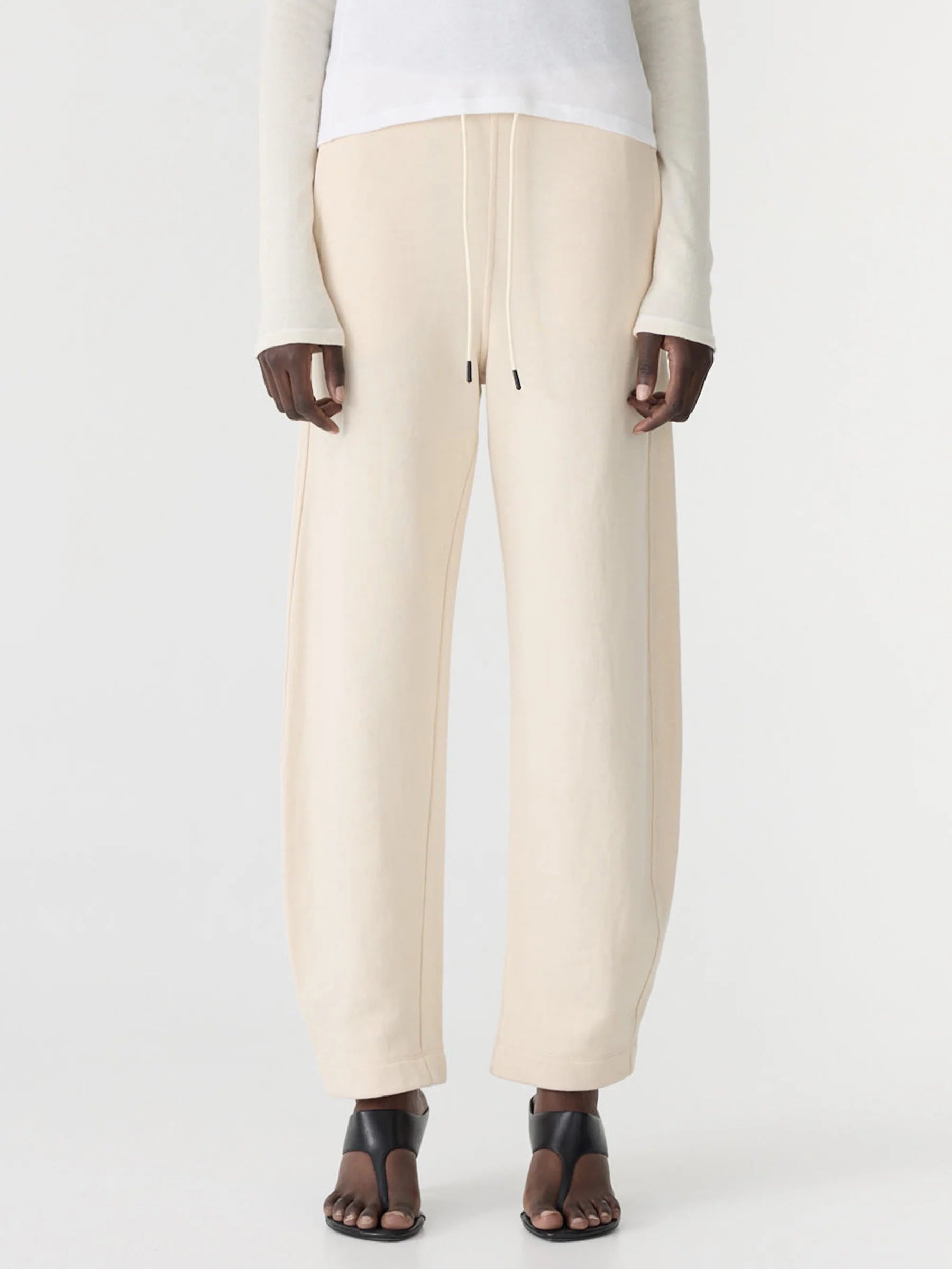 Fleece Barrel Leg Tracksuit Pant in Ecru