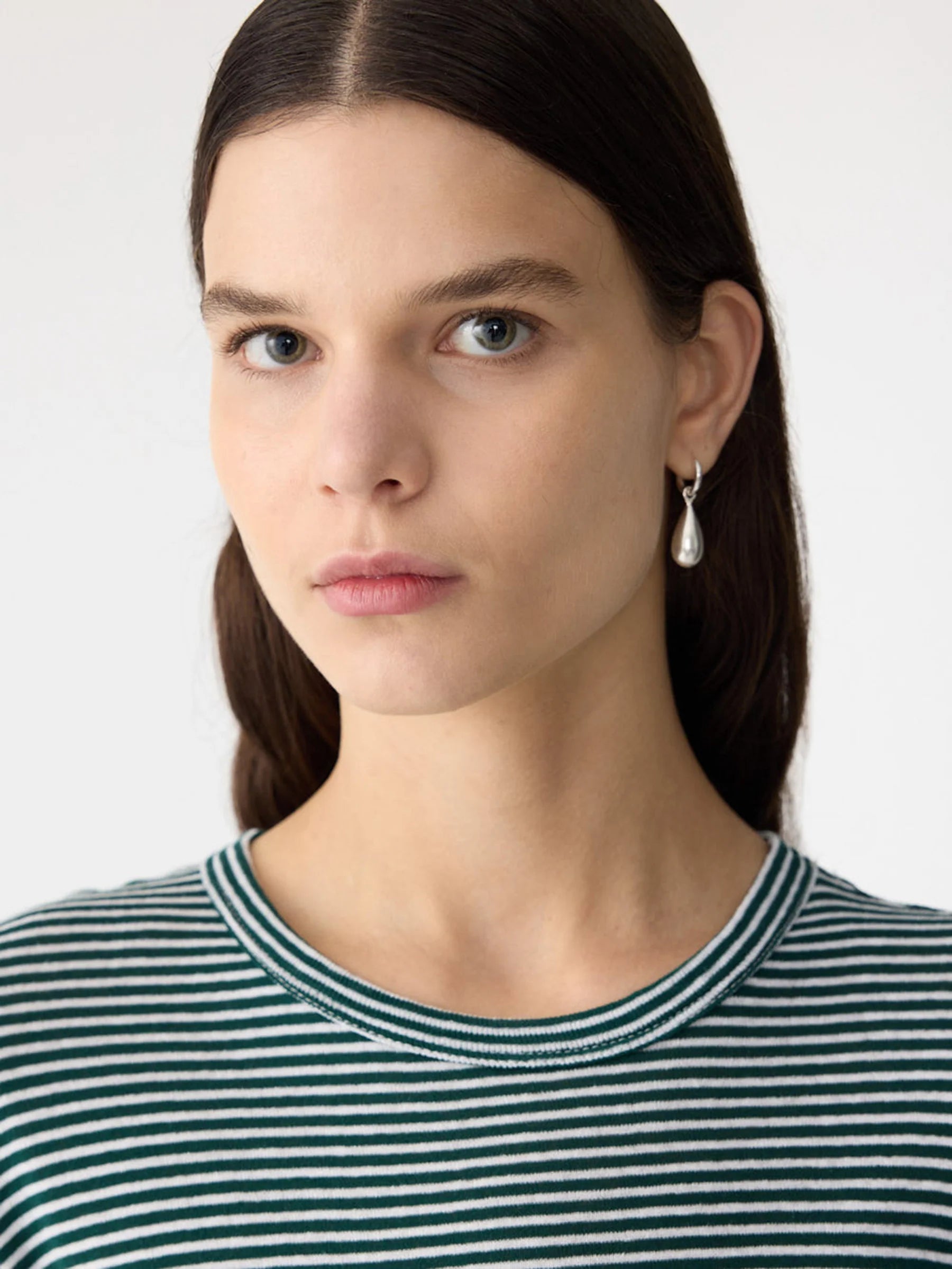 Stripe Rib Baby T-Shirt in Dark Forest/White