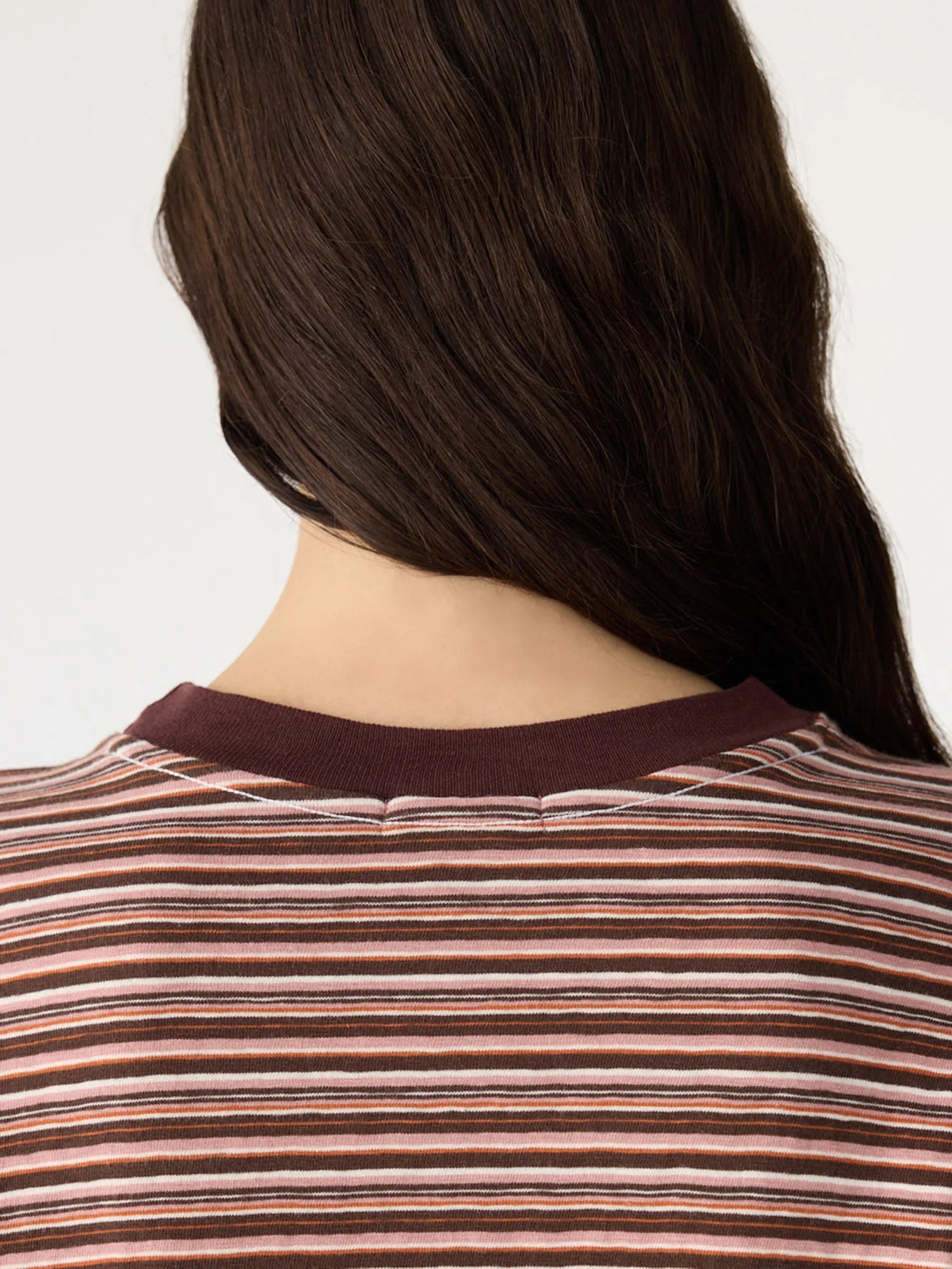 Stripe Slouch L/S T-Shirt in Pink/Orange/Plum