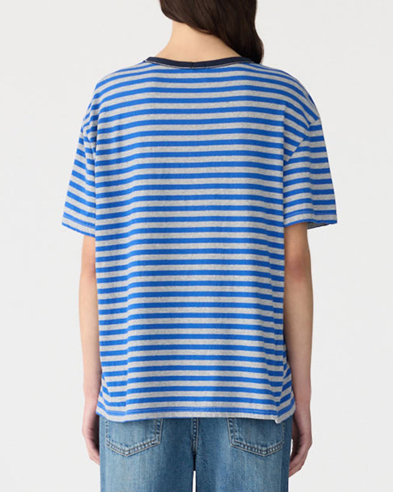 Stripe Boyfriend T-Shirt in Dark Forest/White