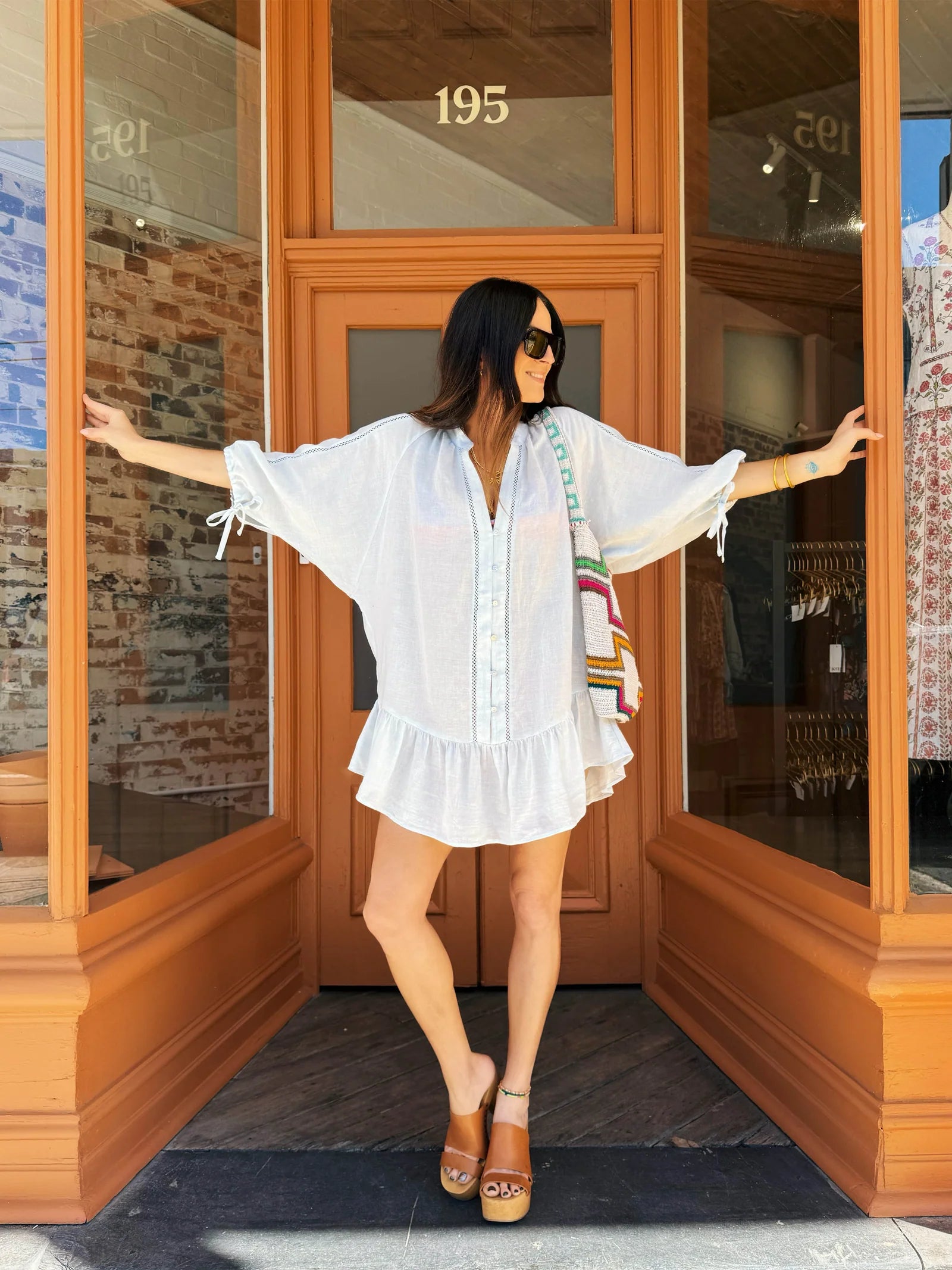 La Ponche Frill Dress in Sky