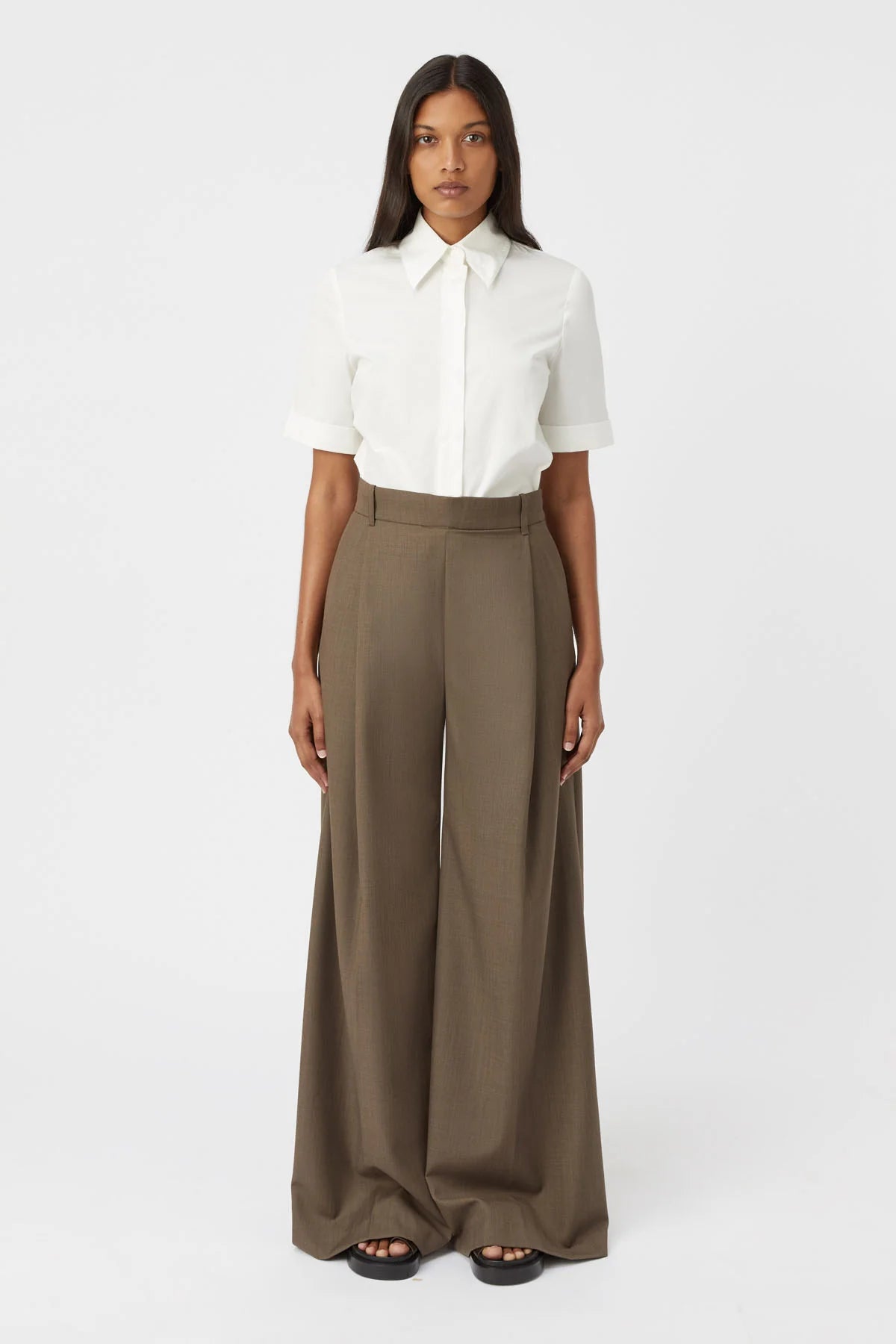 Emmett Wide Leg Pant in Coffee Brown