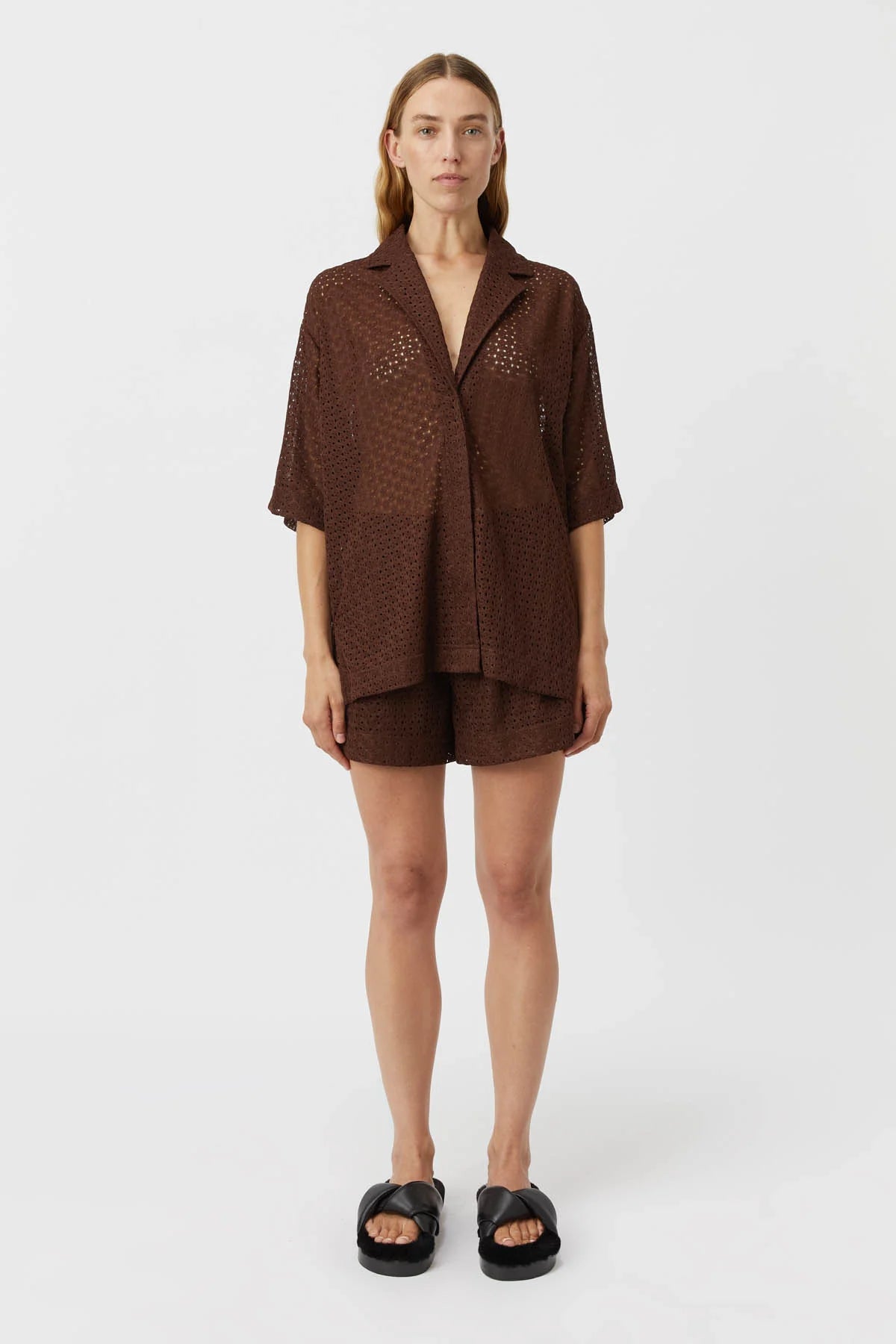 Agna Lace Shorts in Mocha