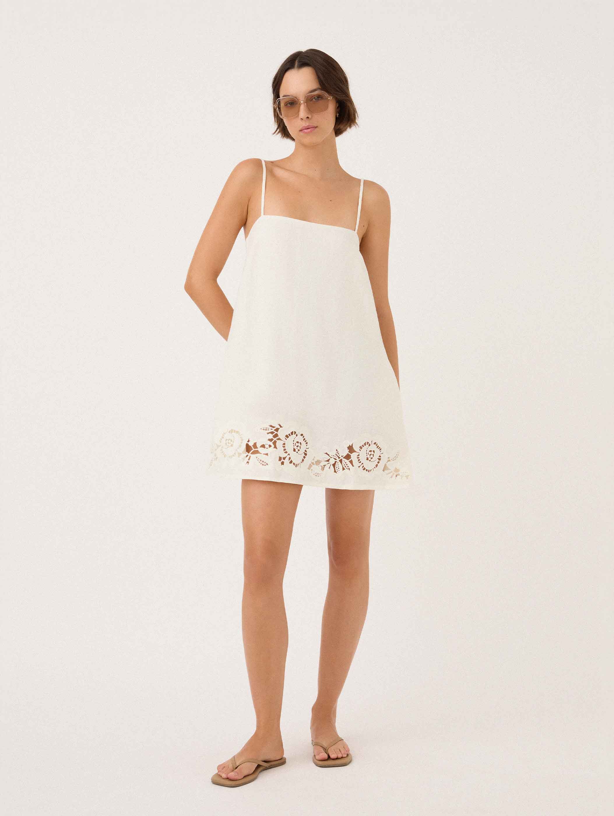 Holiday Mini Dress in Gardenia