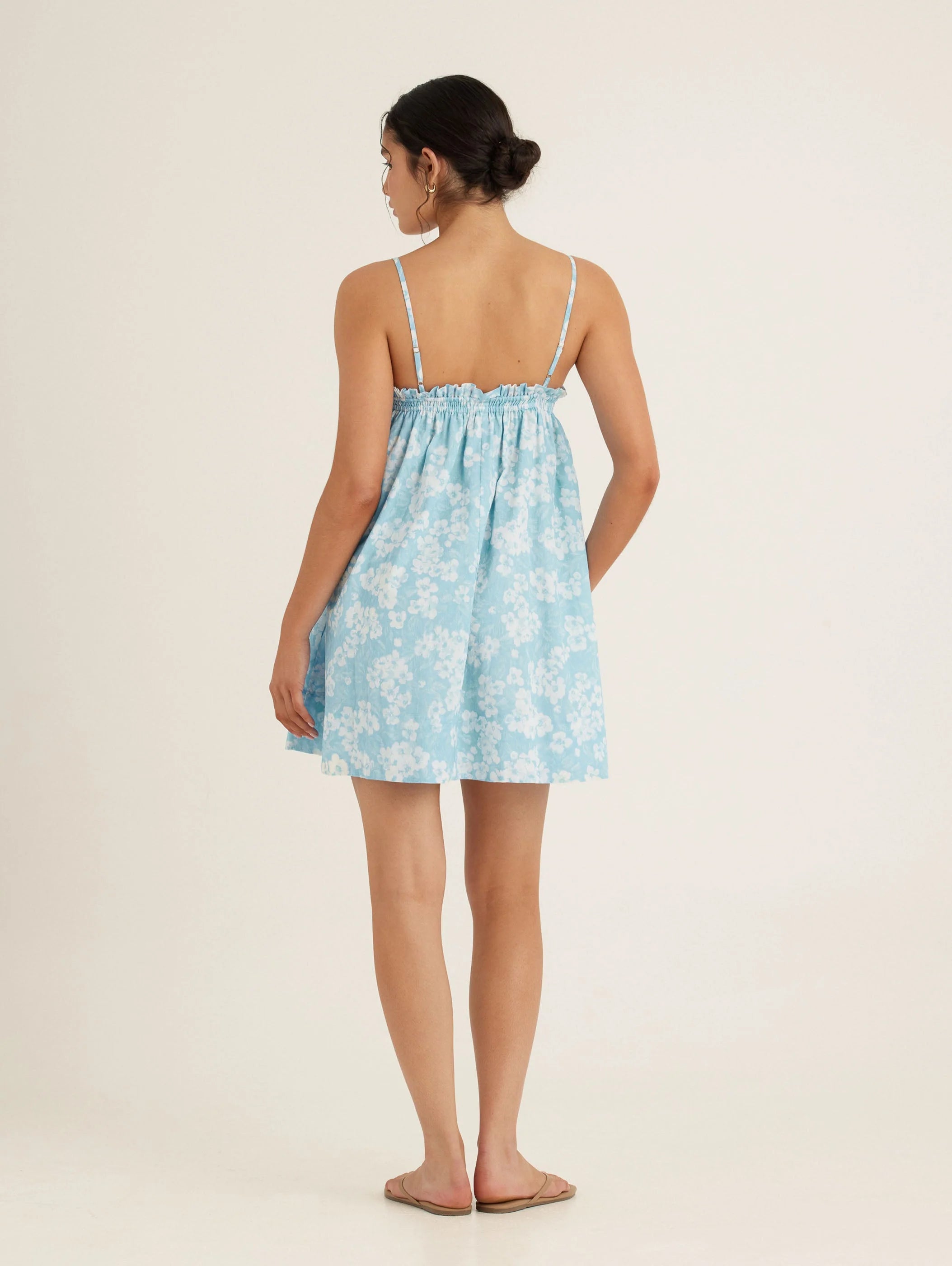 Ruched Mini Dress in Paper Daisy