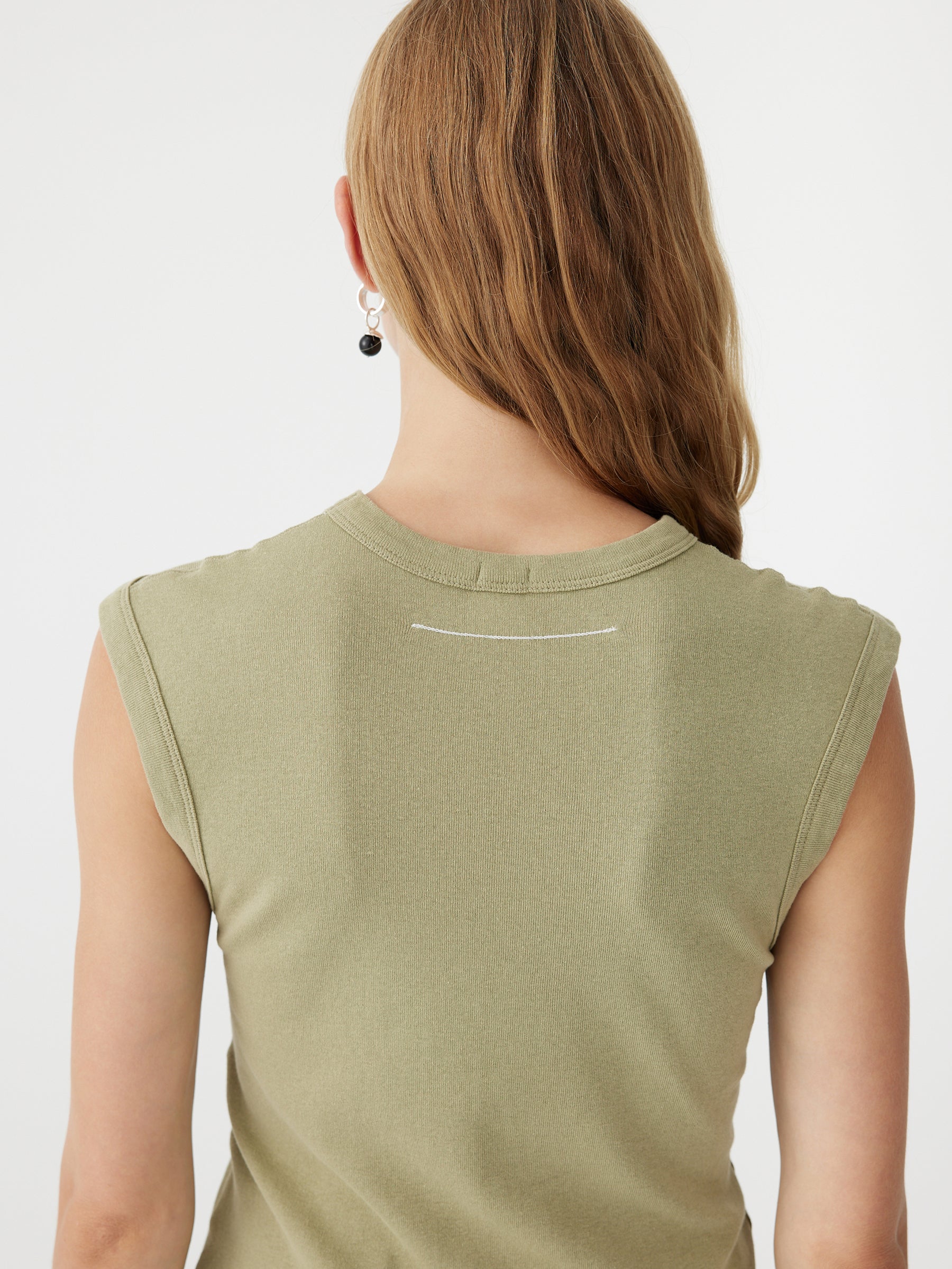 Slim Superfine Rib Tank in Sage Green