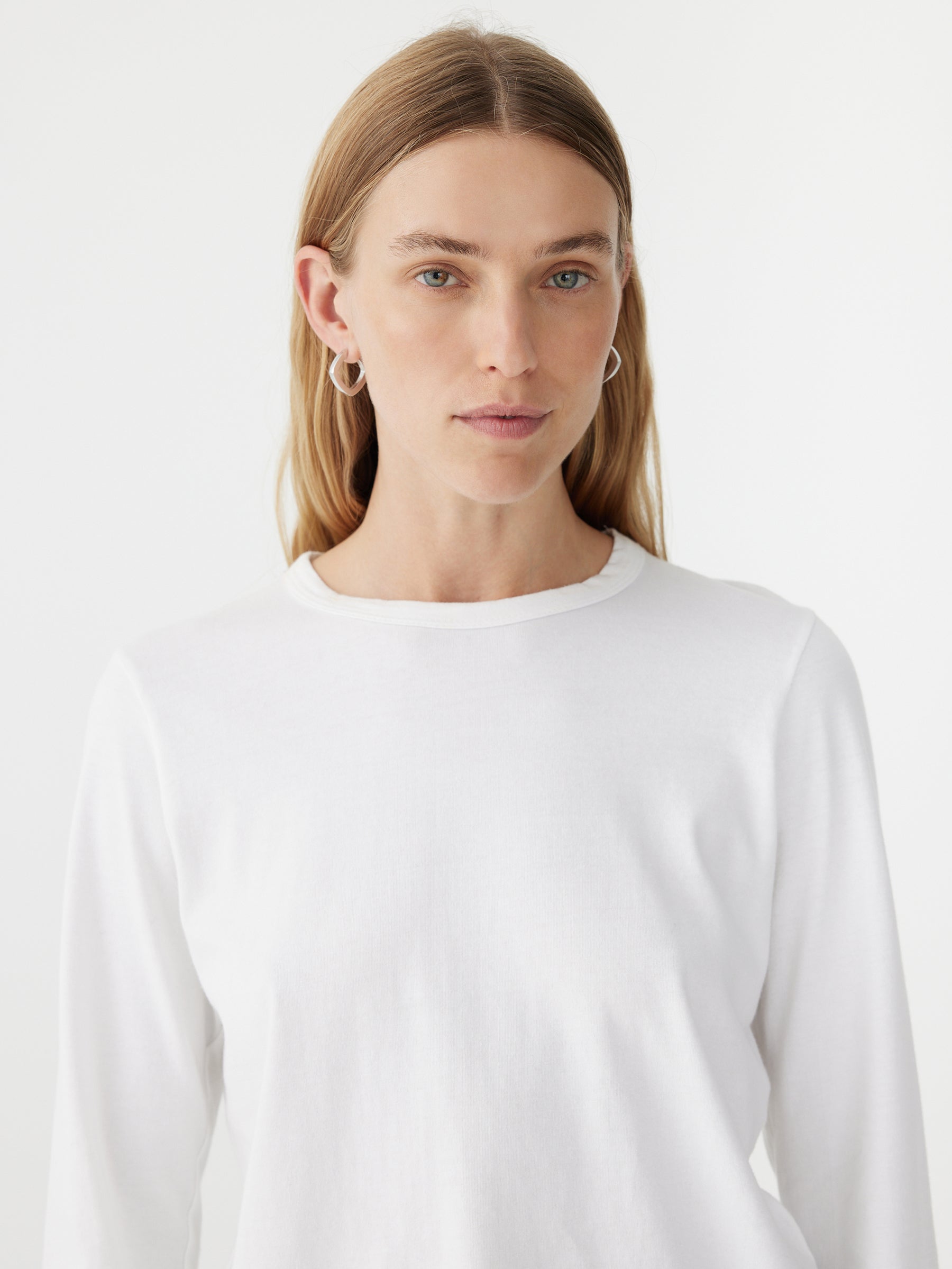 Split Back Mid weight Long sleeve Top in White