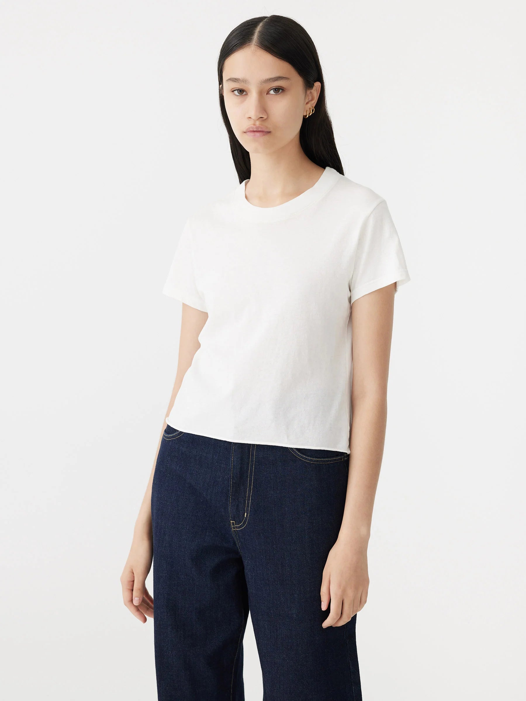 Raw Edge Baby Tee in White