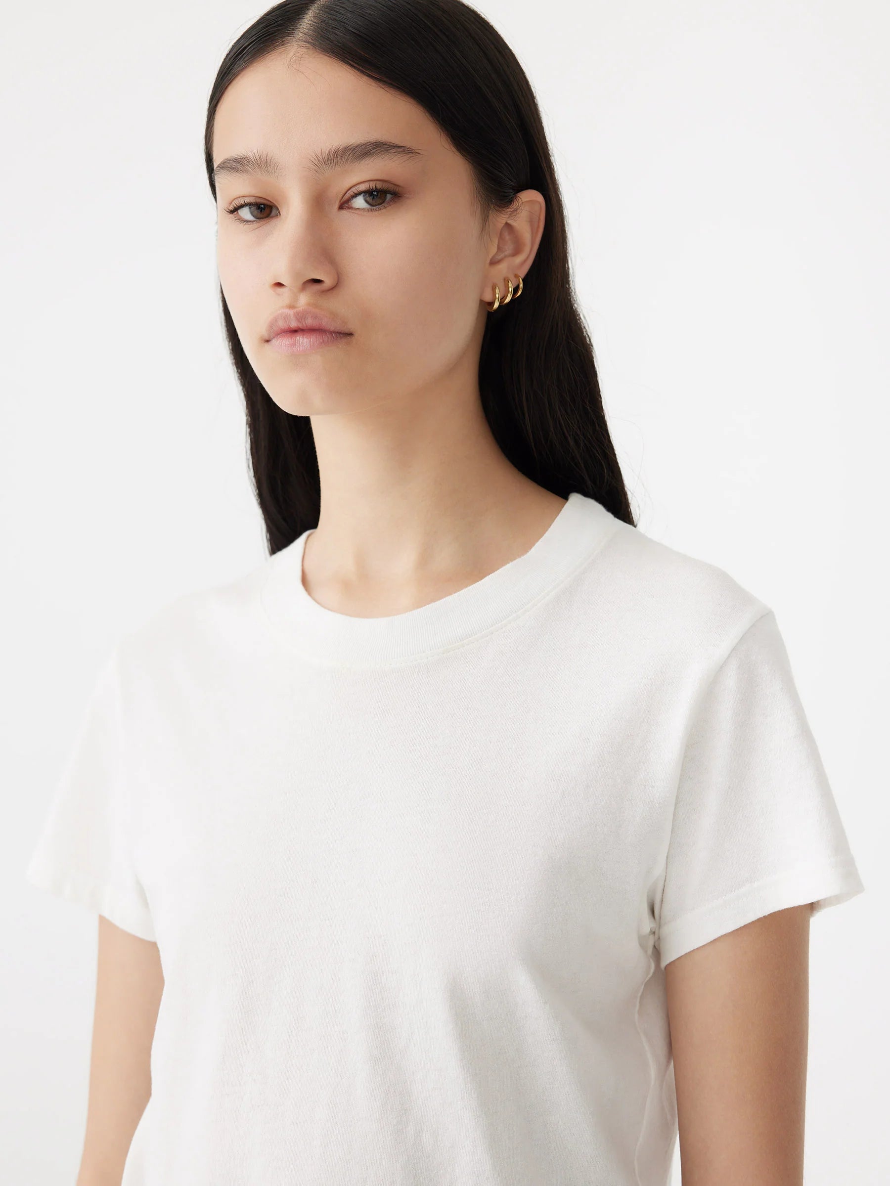 Raw Edge Baby Tee in White