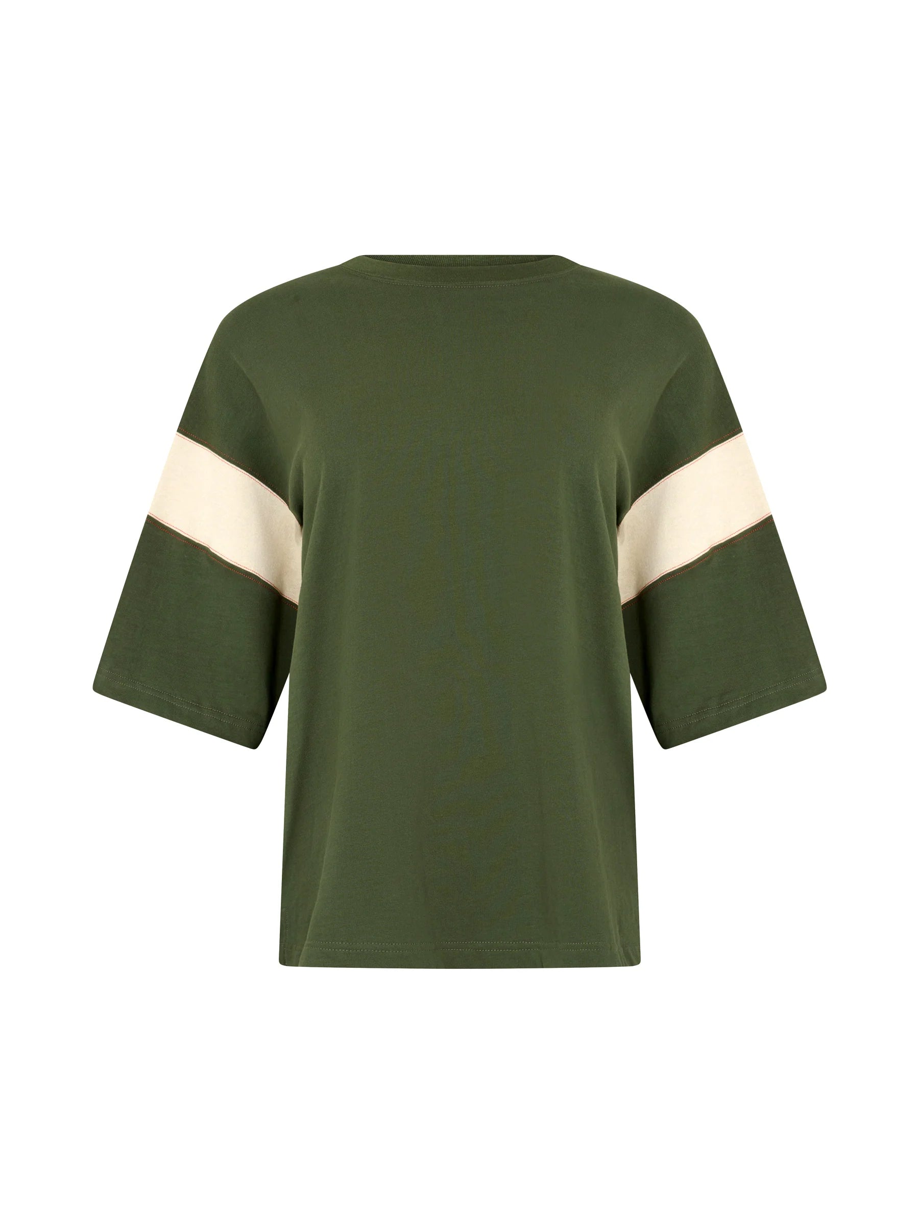 Boxy Rib Insert S/S T-Shirt in Khahki