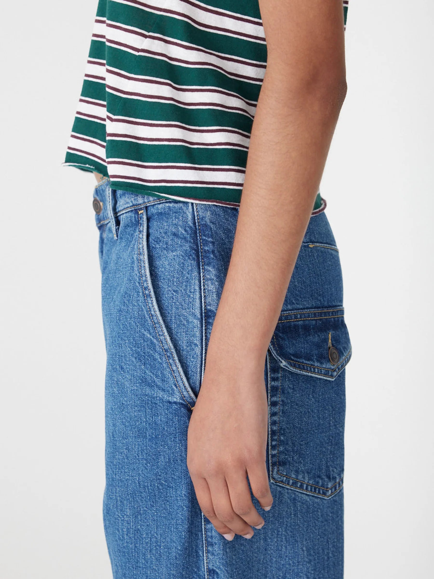 Stripe Heritage Baby T-Shirt Dark Forest/Burgundy/White