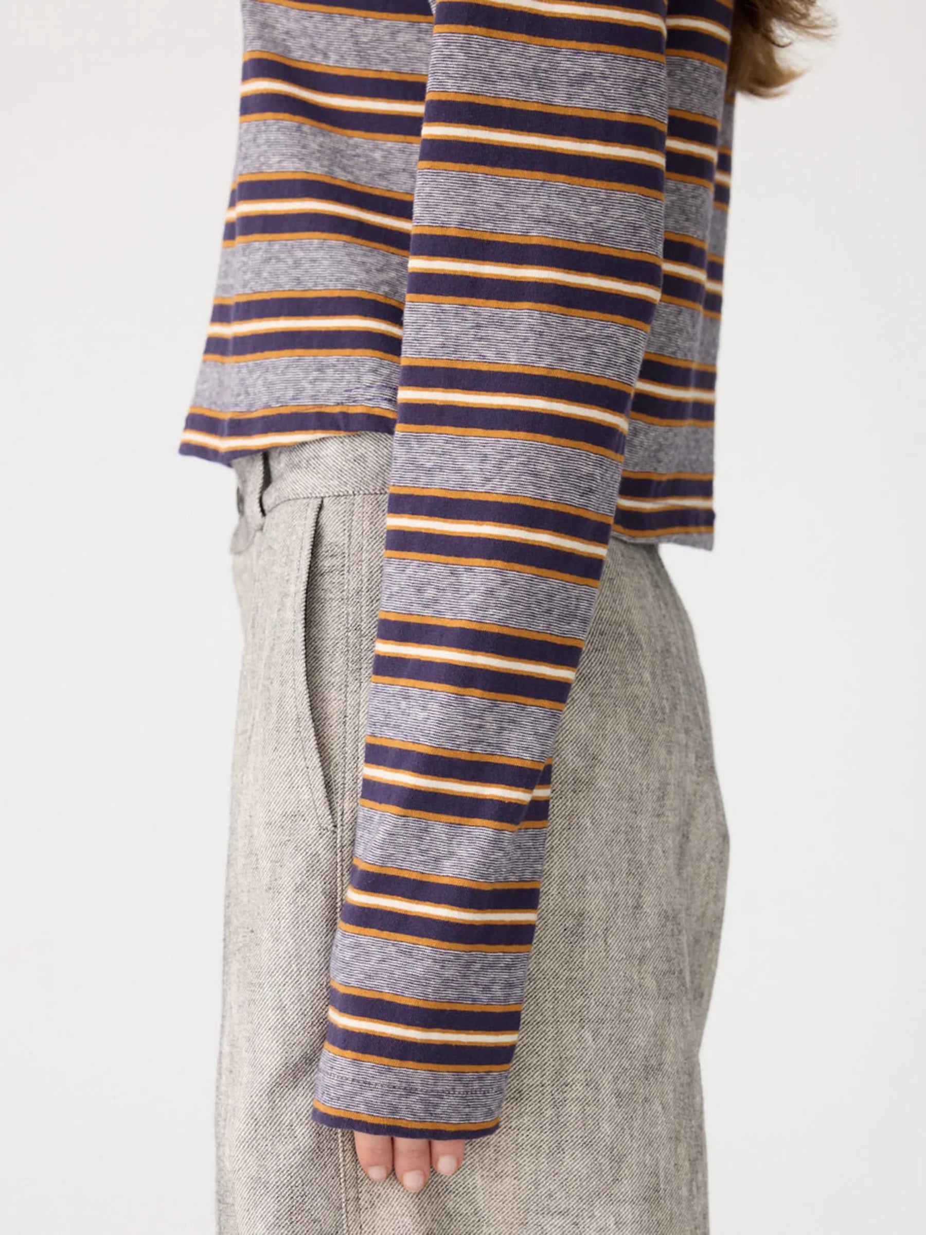 Vintage Stripe Longsleeve Baby T-Shirt in Purple/Gold