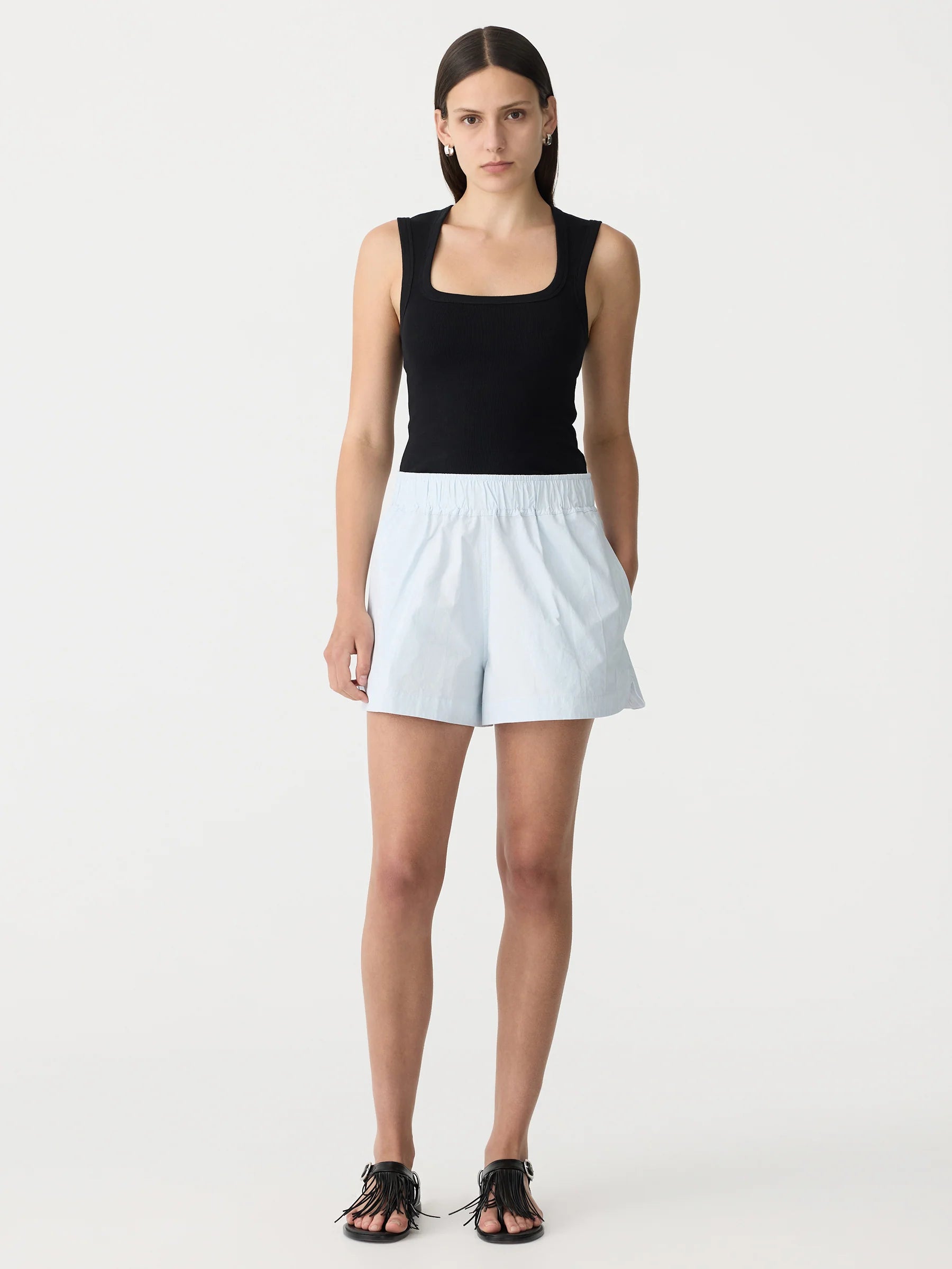 Crushed Tennis Short in Faded Blue