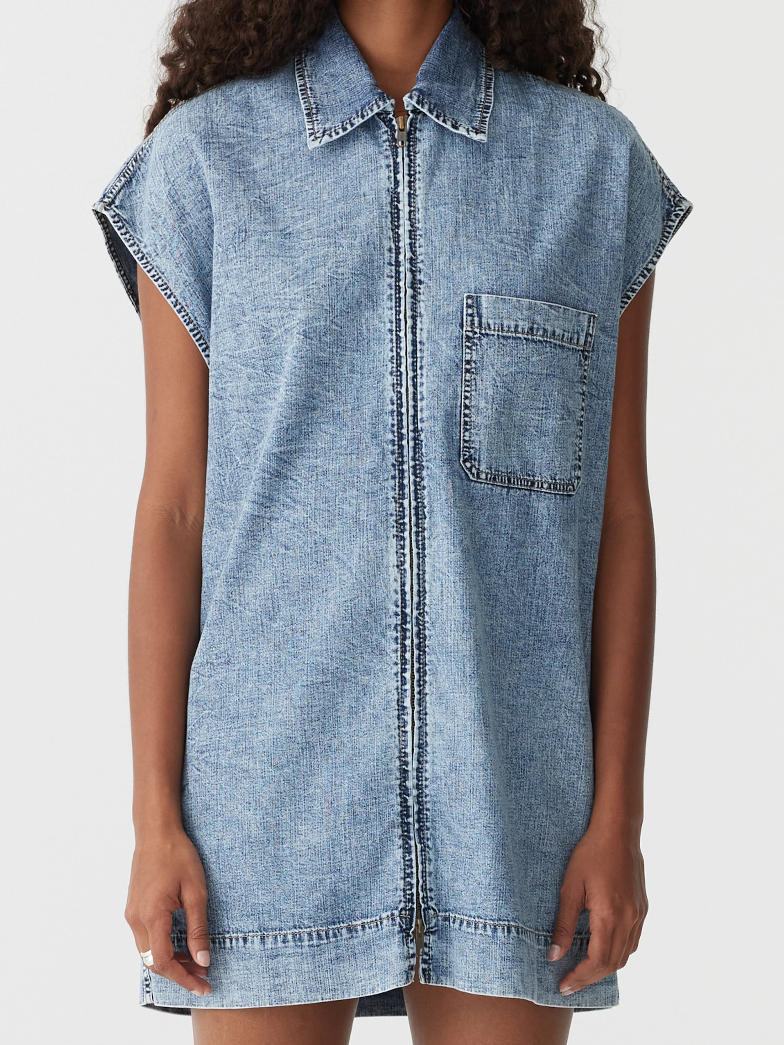 Organic Denim Zip Front Dress