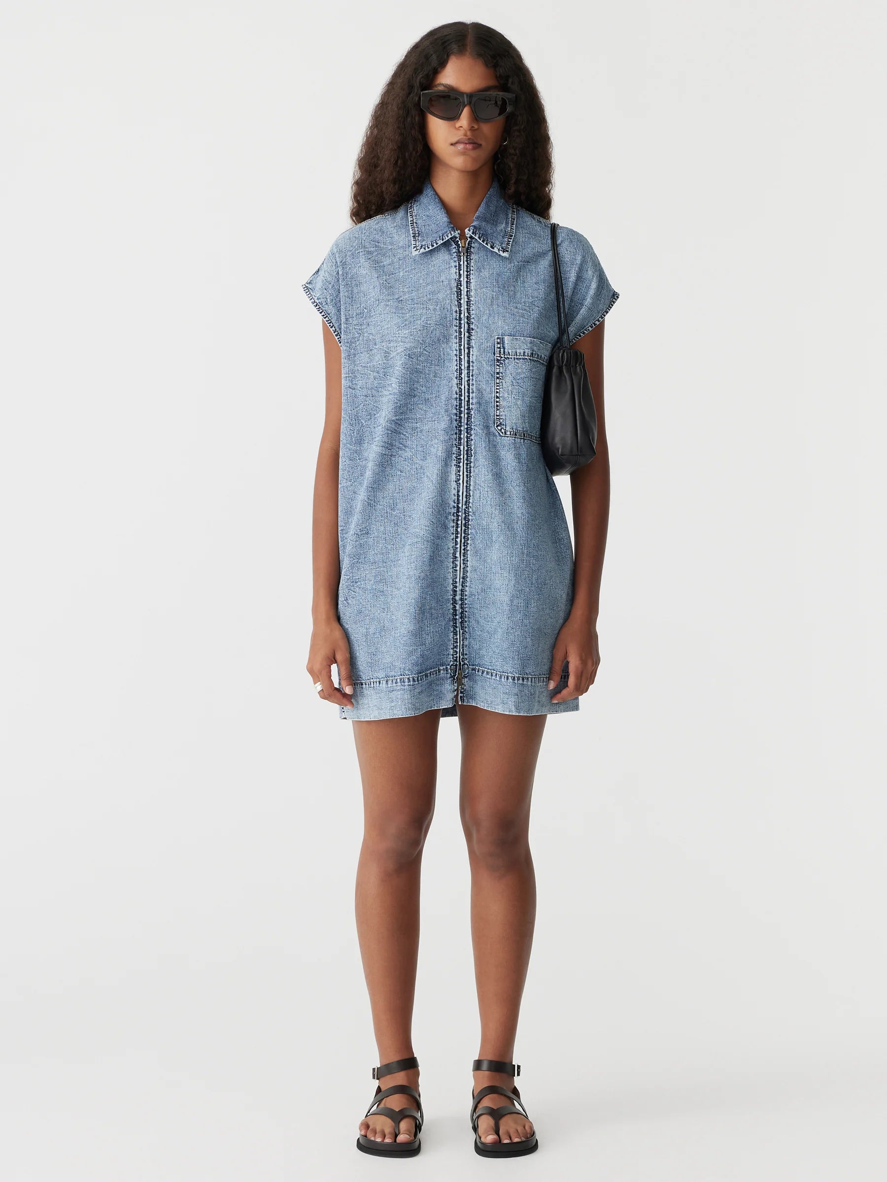 Organic Denim Zip Front Dress