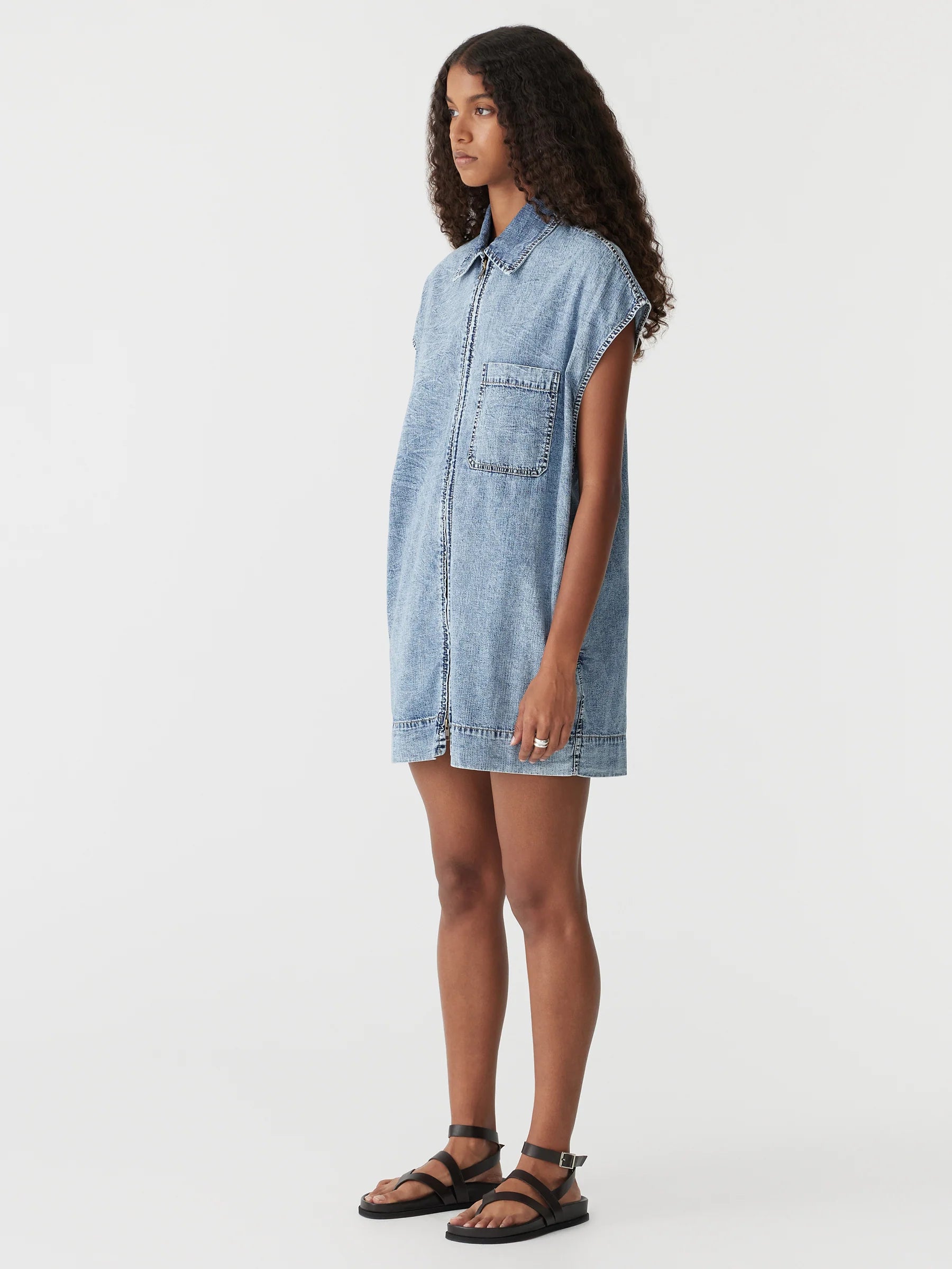 Organic Denim Zip Front Dress