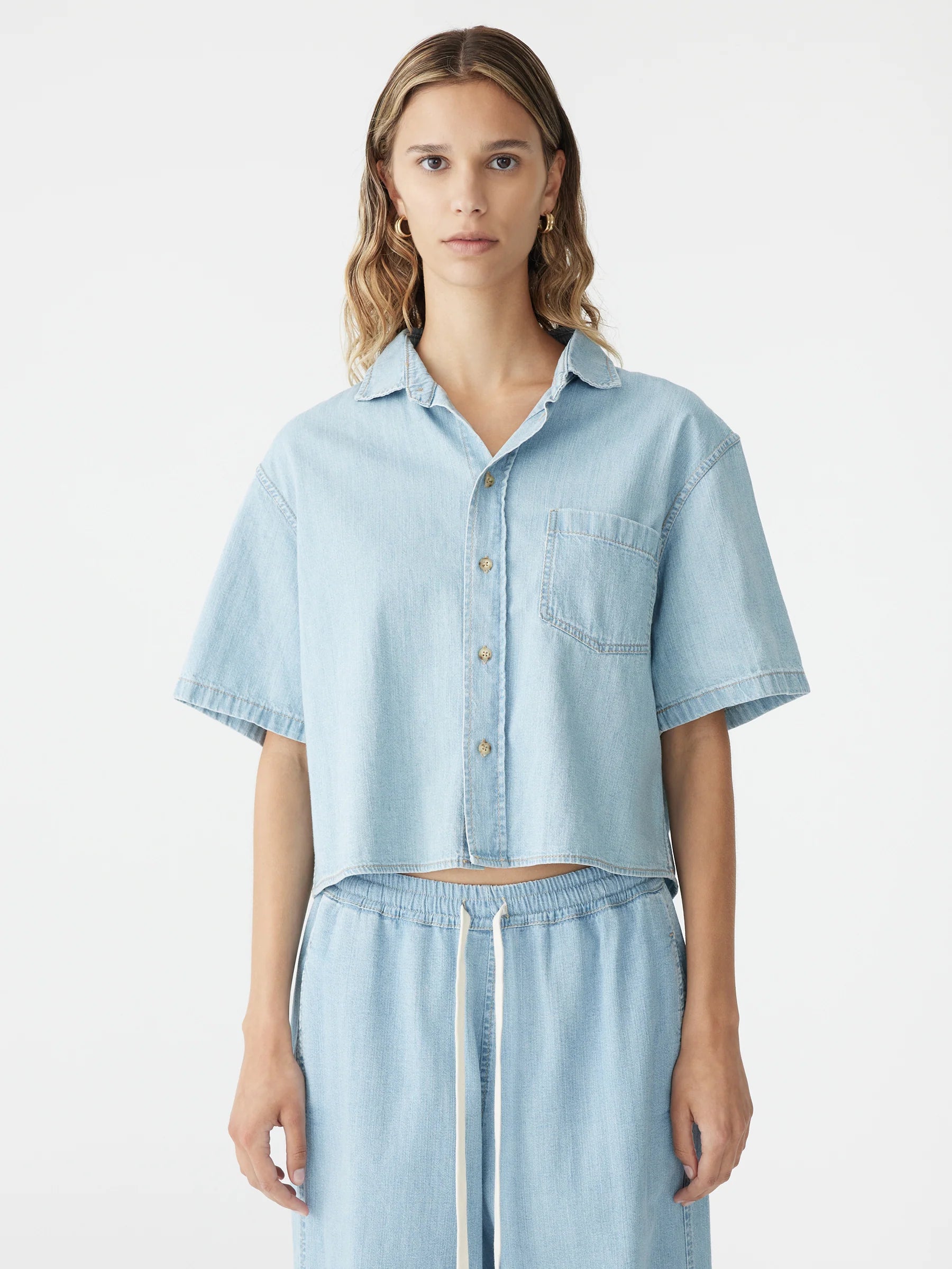 Organic Denim Cropped Shirt