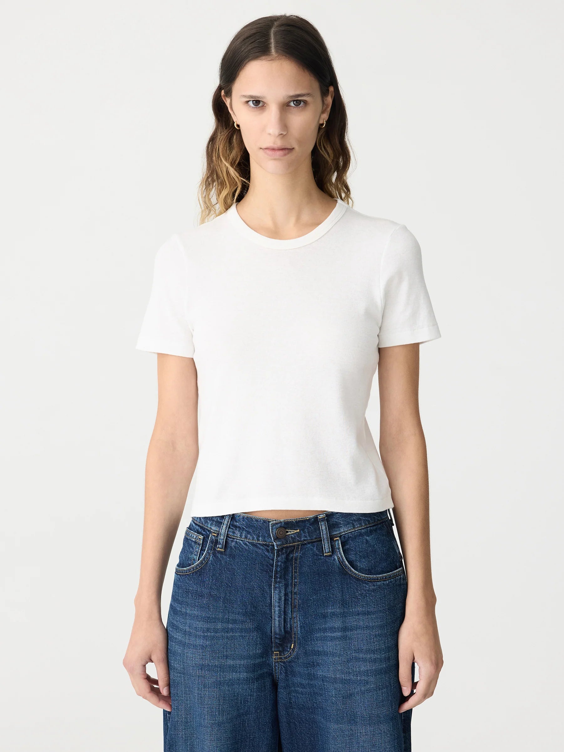 Rib Baby Tee in White