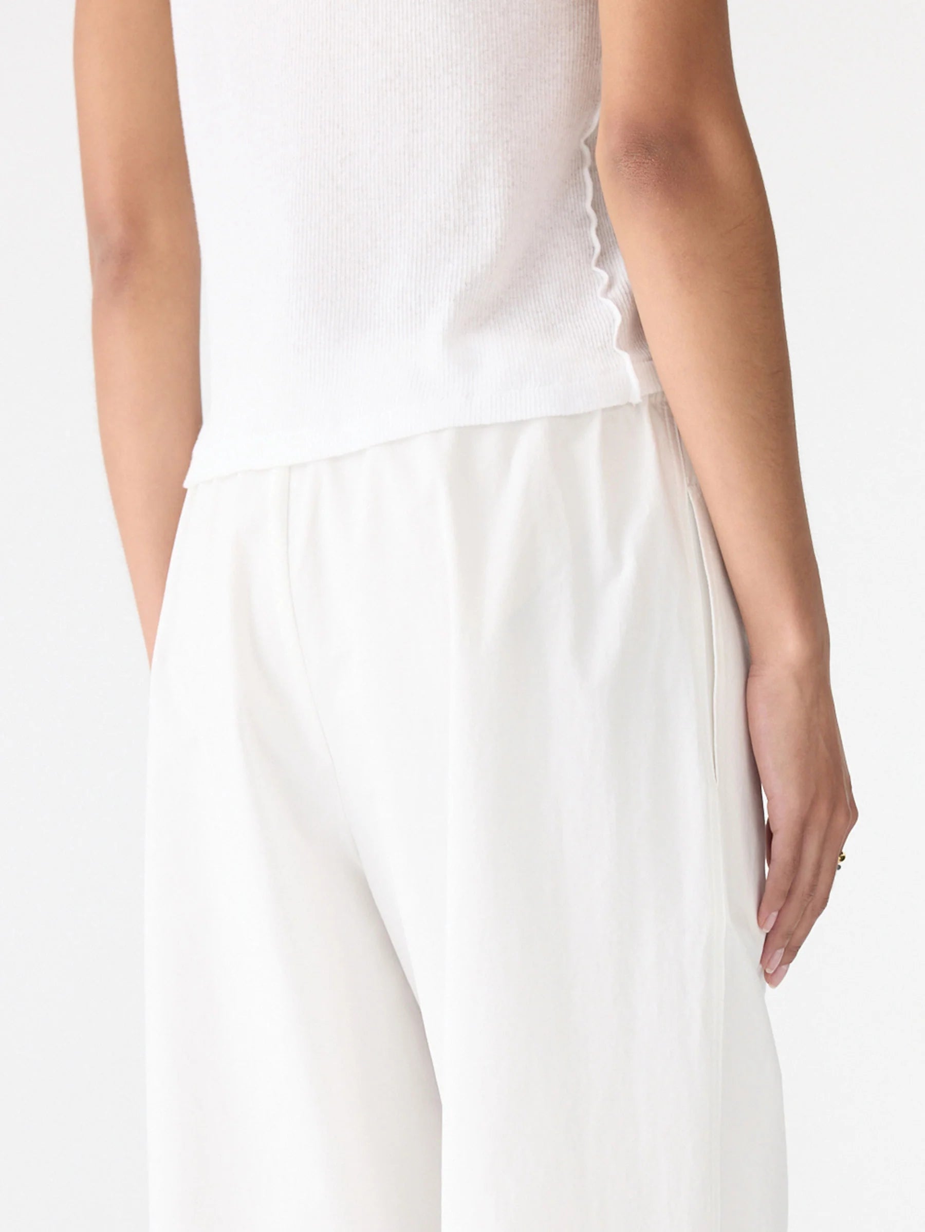 Crushed Cotton Minimal Pant in White