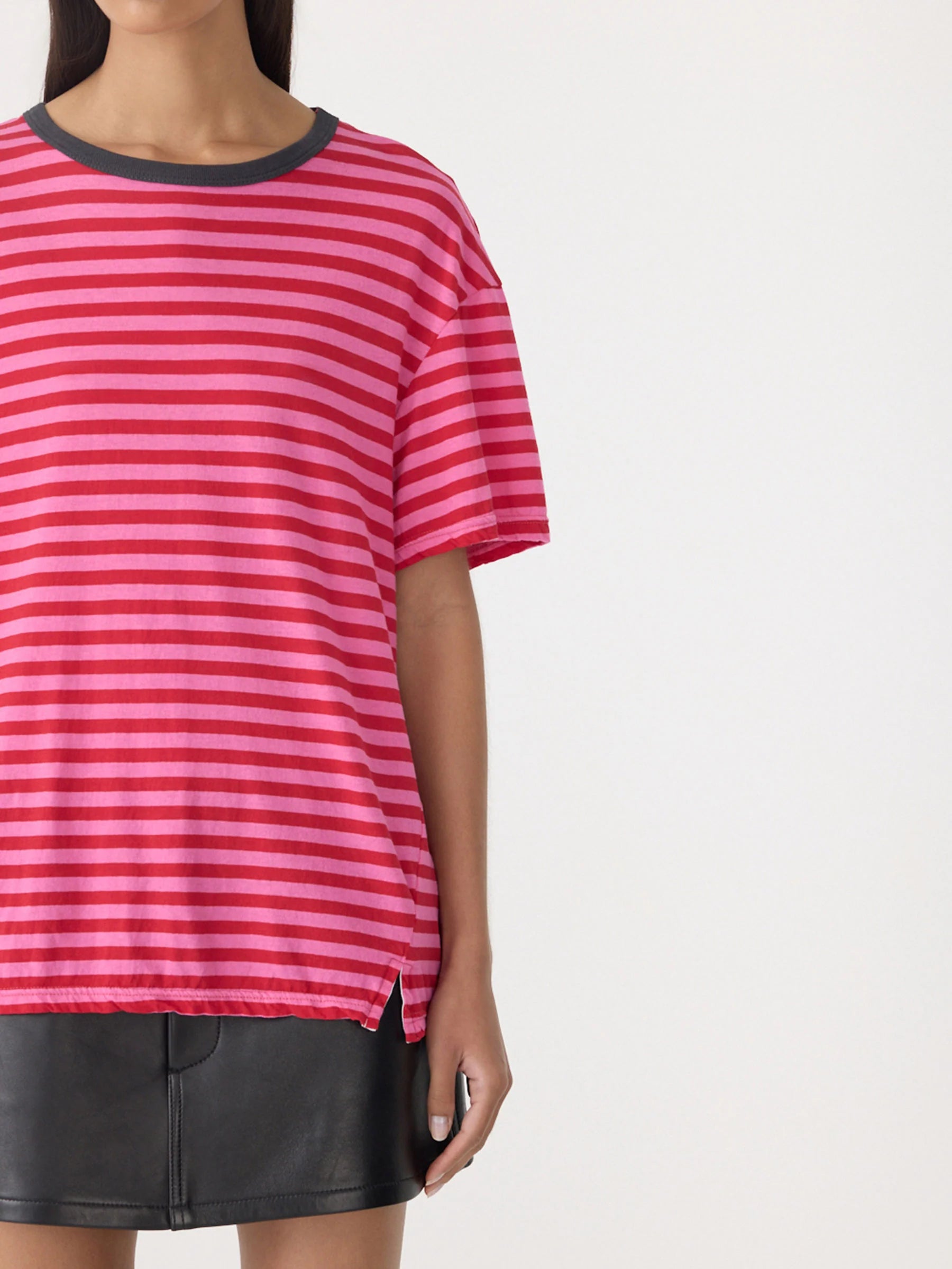 Stripe Boyfriend Shirt in Red/Pink