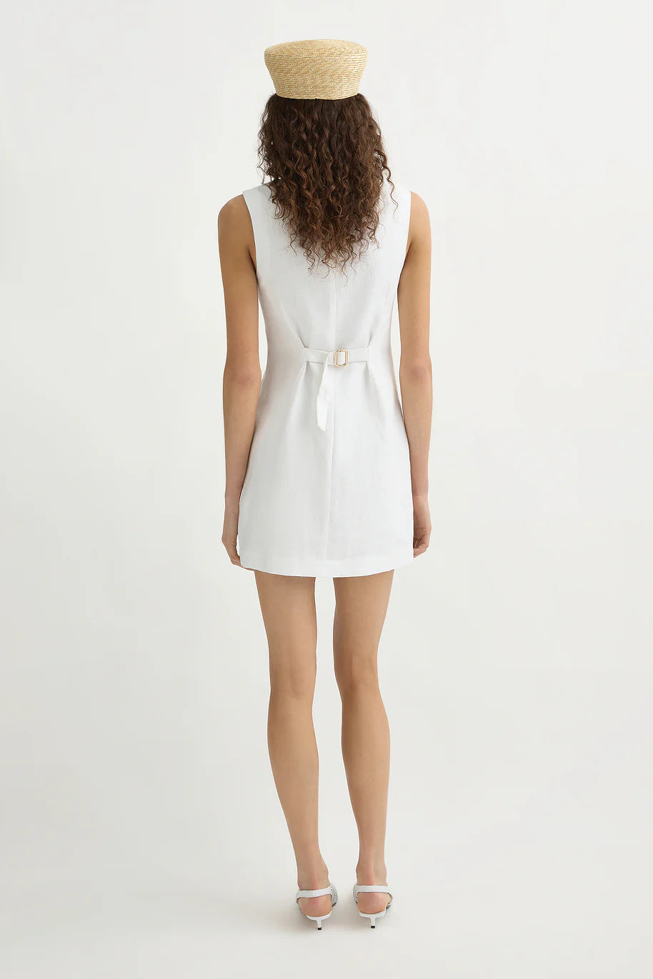 Emma Button Down Mini Dress in Ivory