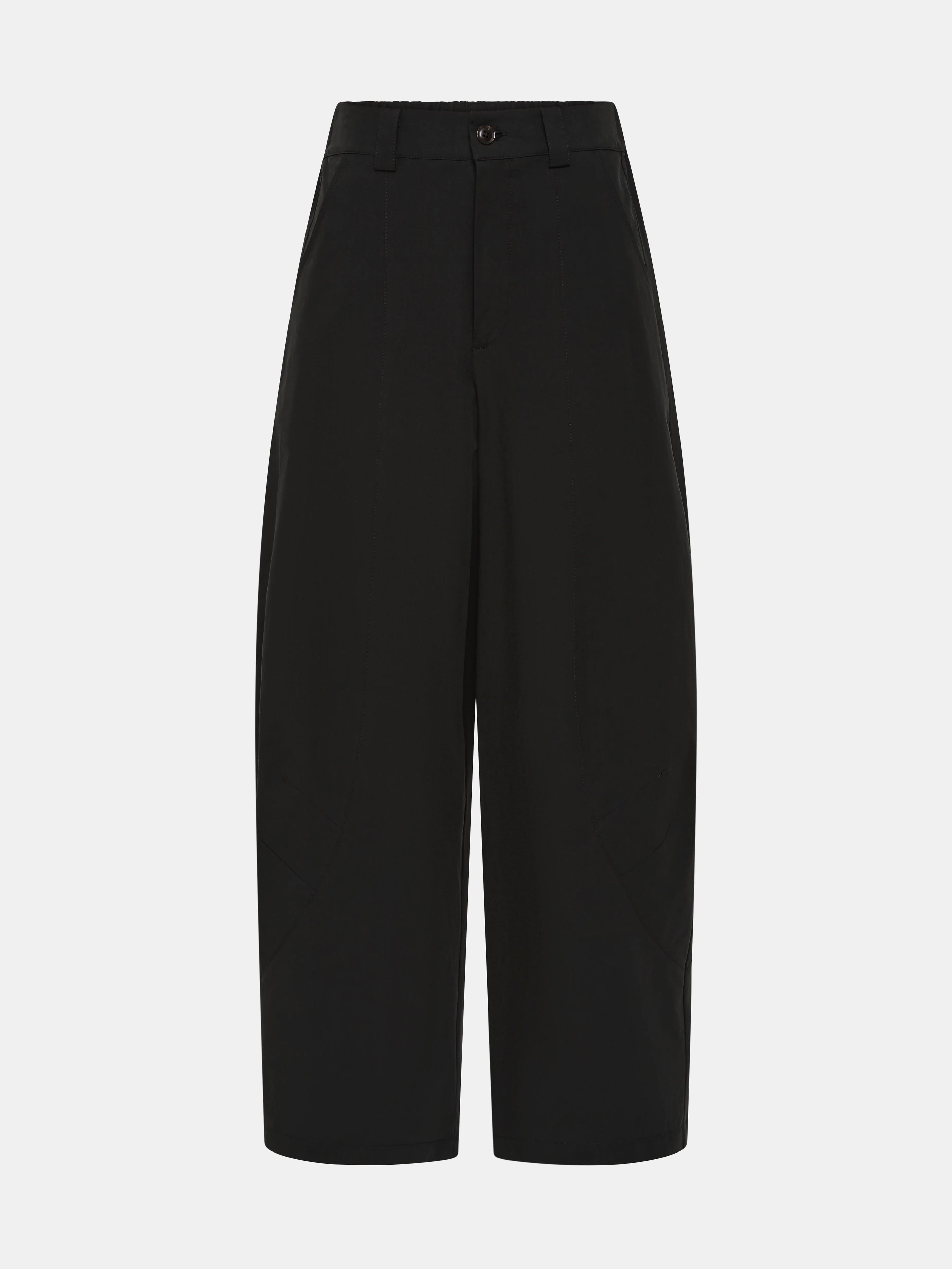 Crushed Cotton Barrel Pant in Black
