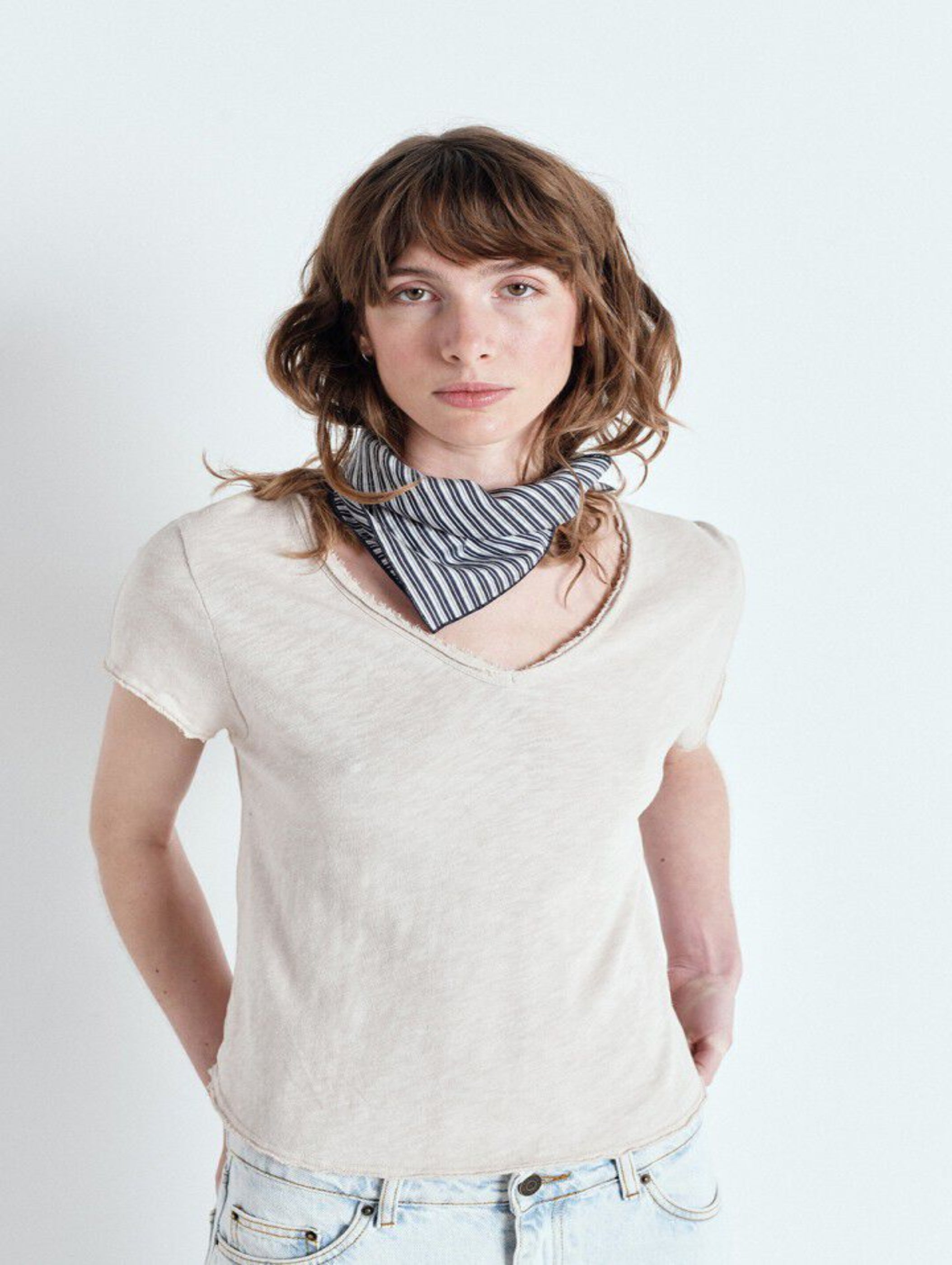 Sonoma V Neck T-Shirt in Vintage Mastic