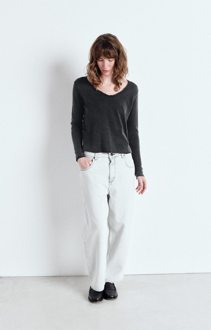 Sonoma L/S V Neck Fitted T-Shirt in Vintage Black