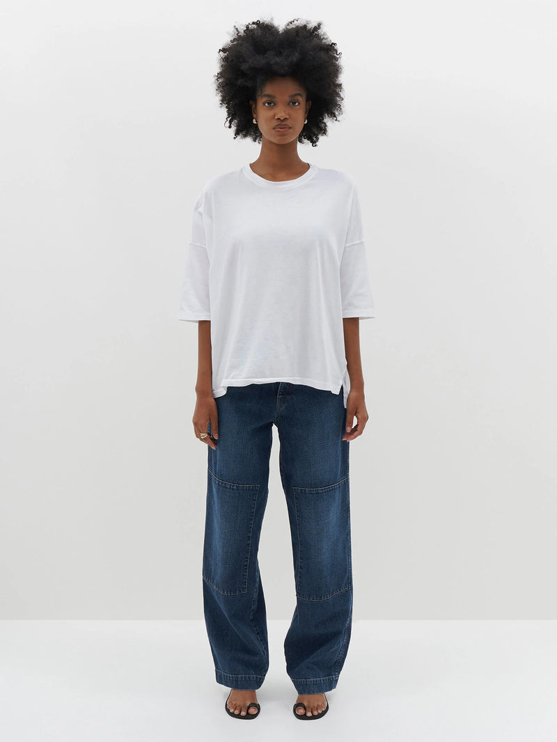 Slouch Side Step Short Sleeve T-Shirt in White