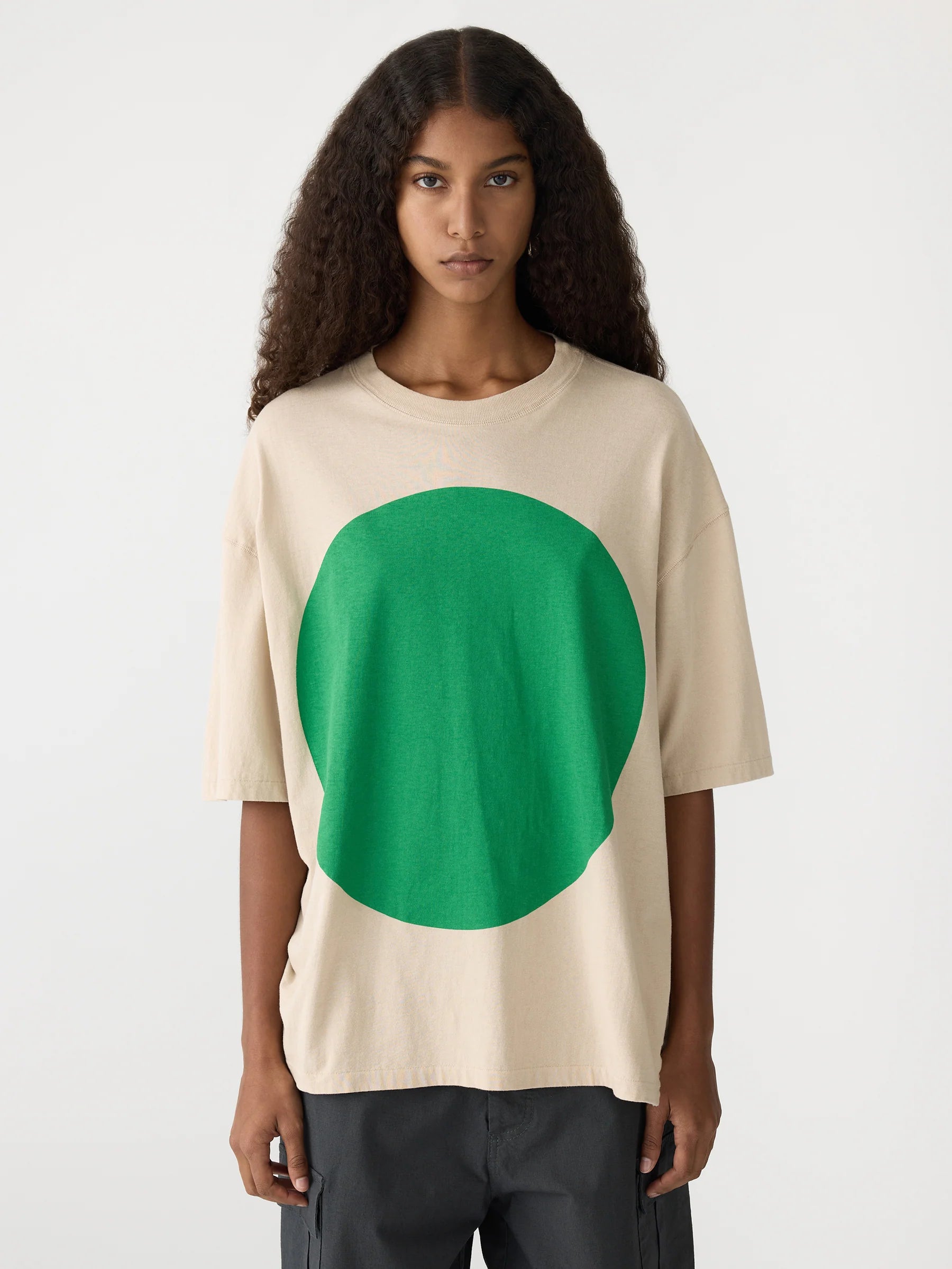 Slouch Dot Print S/S T-Shirt in Dune/Aloe Vera