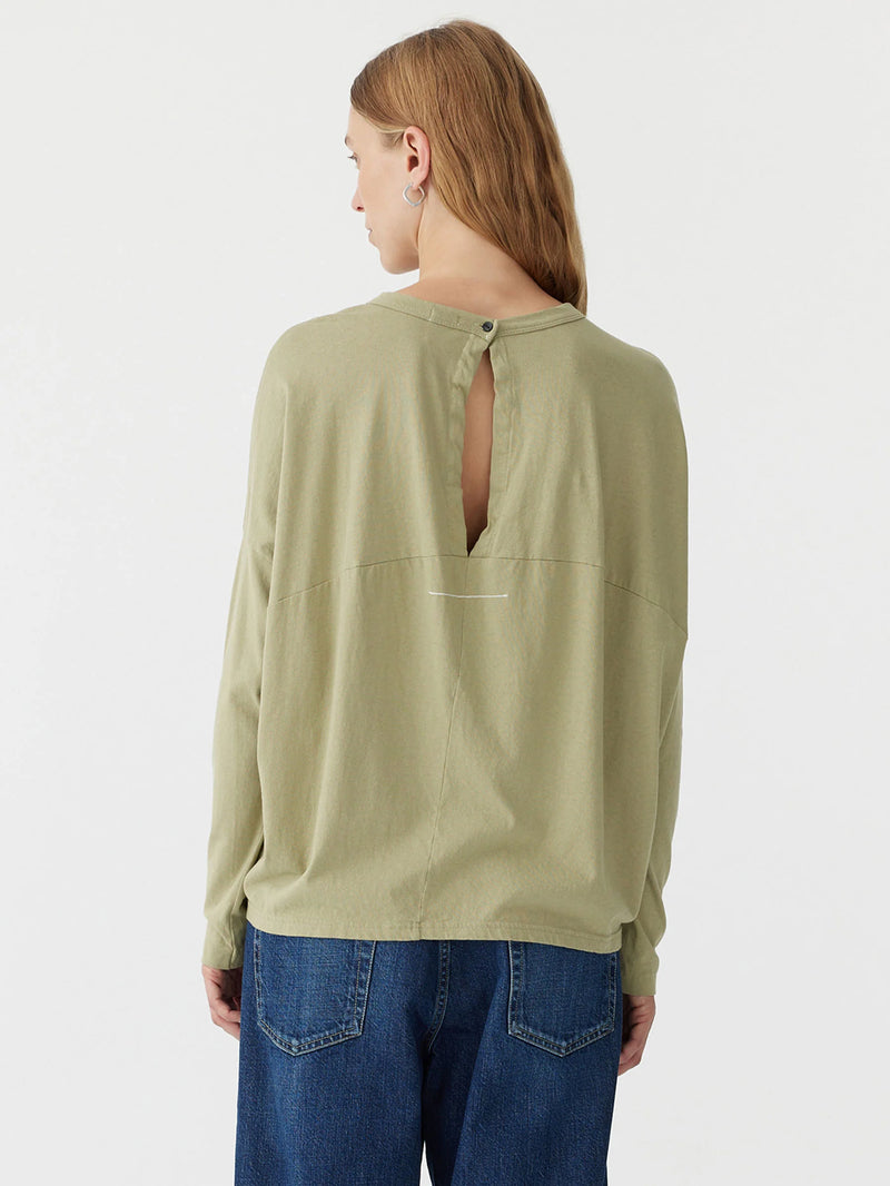Slouch Circle Long Sleeve T-Shirt in Sage Green