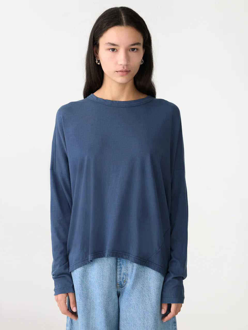Slouch Circle L/S T-Shirt in Midnight Blue
