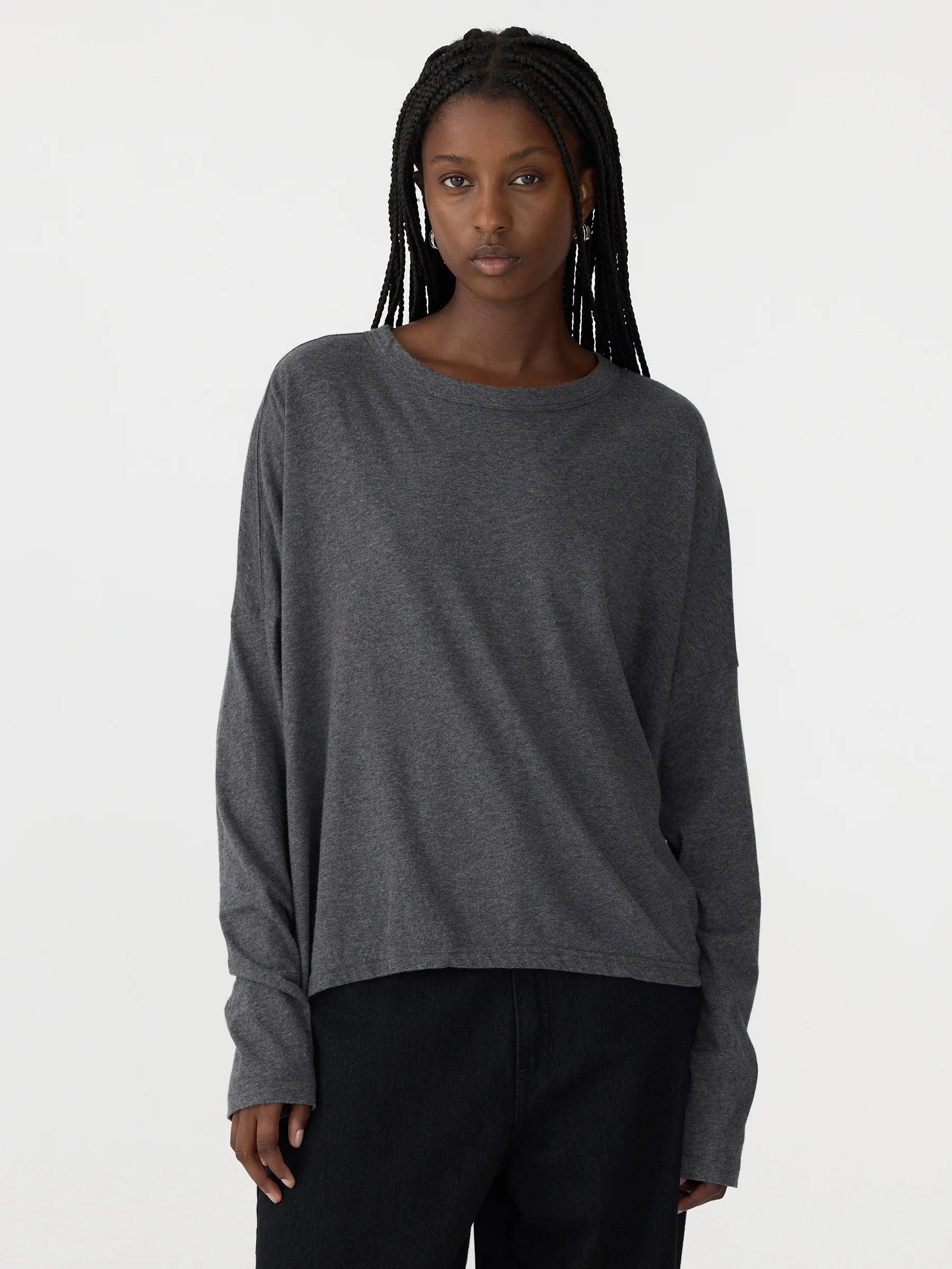 Slouch Circle L/S T-Shirt in Charcoal Marl