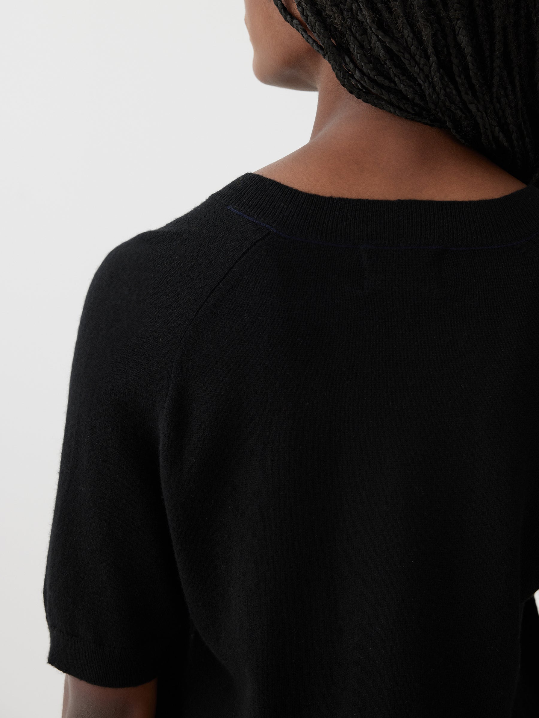 Wool Cashmere Knit T-Shirt in Black