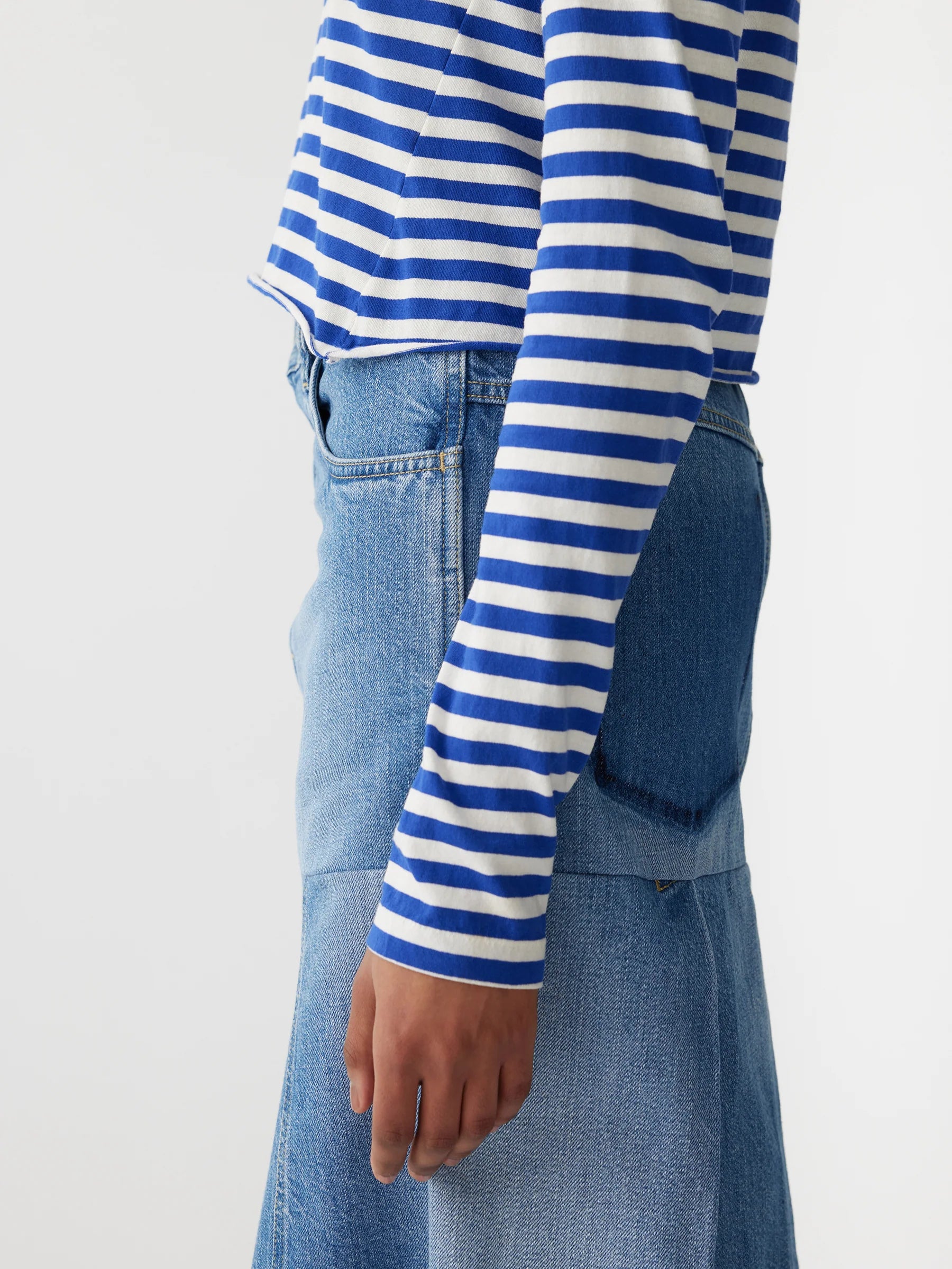 Stripe Baby L/S T-Shirt in Nat/Cobalt