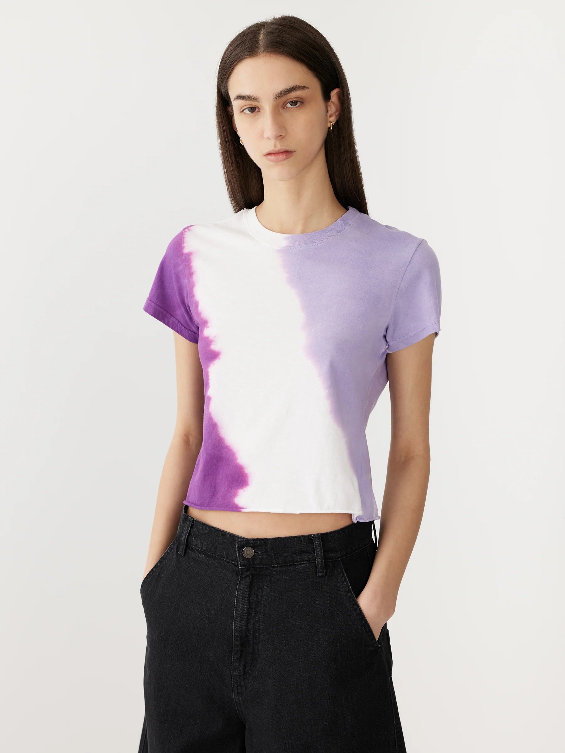 Dye Raw Edge Baby T-Shirt in Faded Lavender