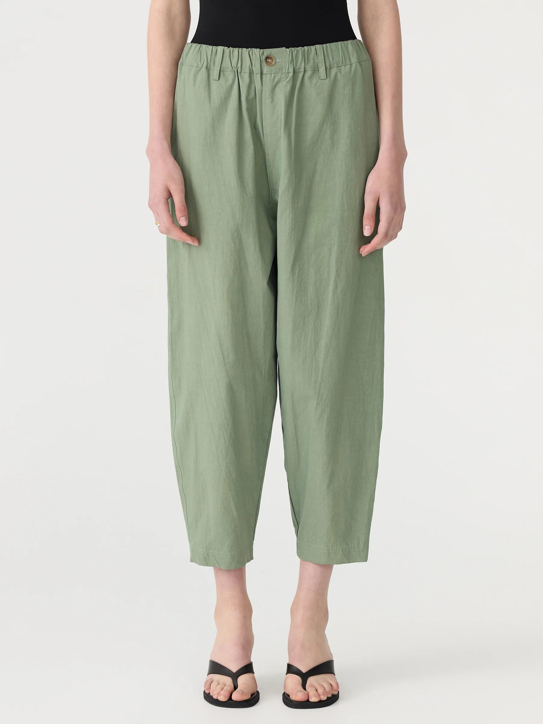 Crushed Cotton Summer Pant in Dark Sage