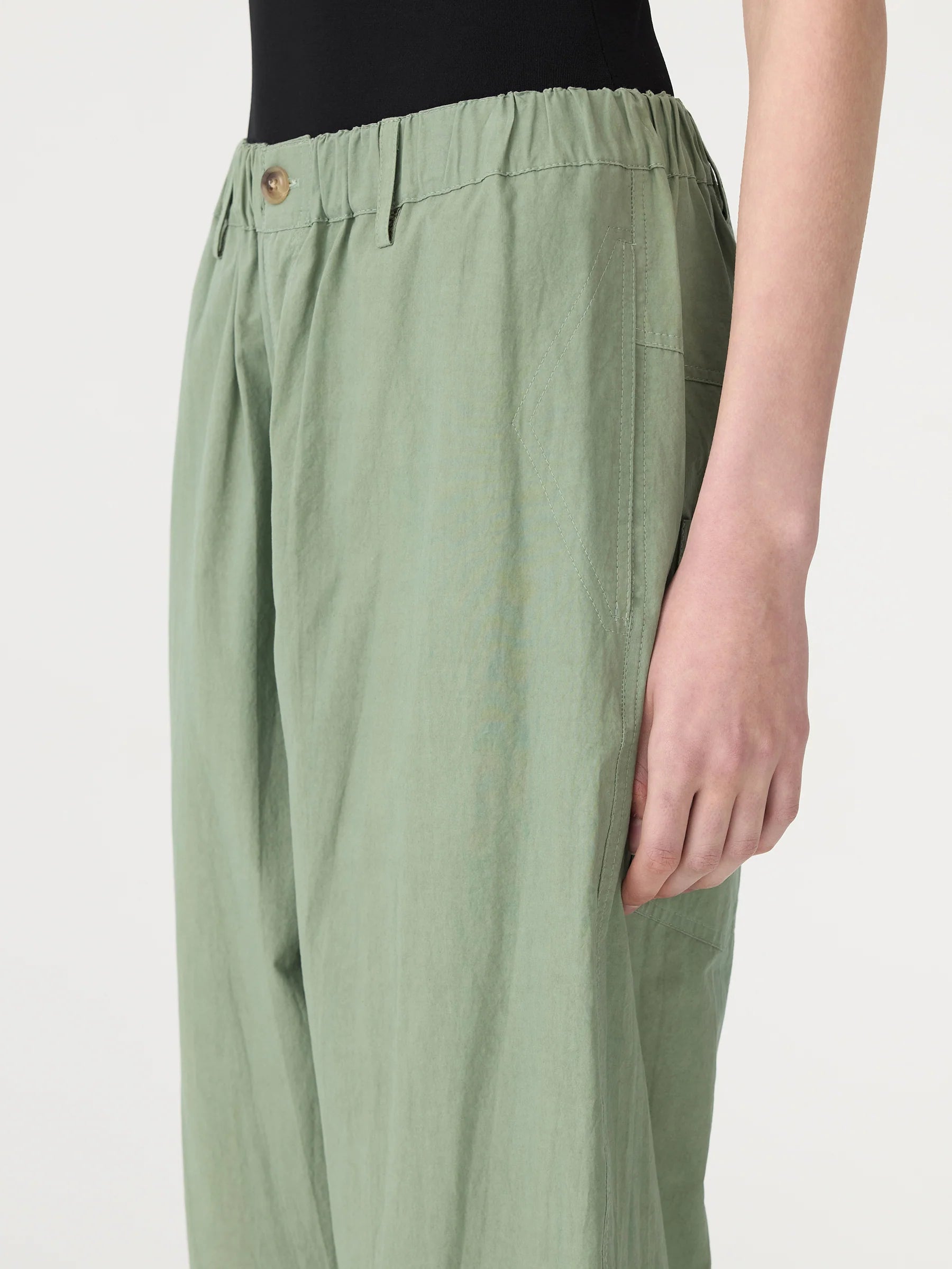 Crushed Cotton Summer Pant in Dark Sage