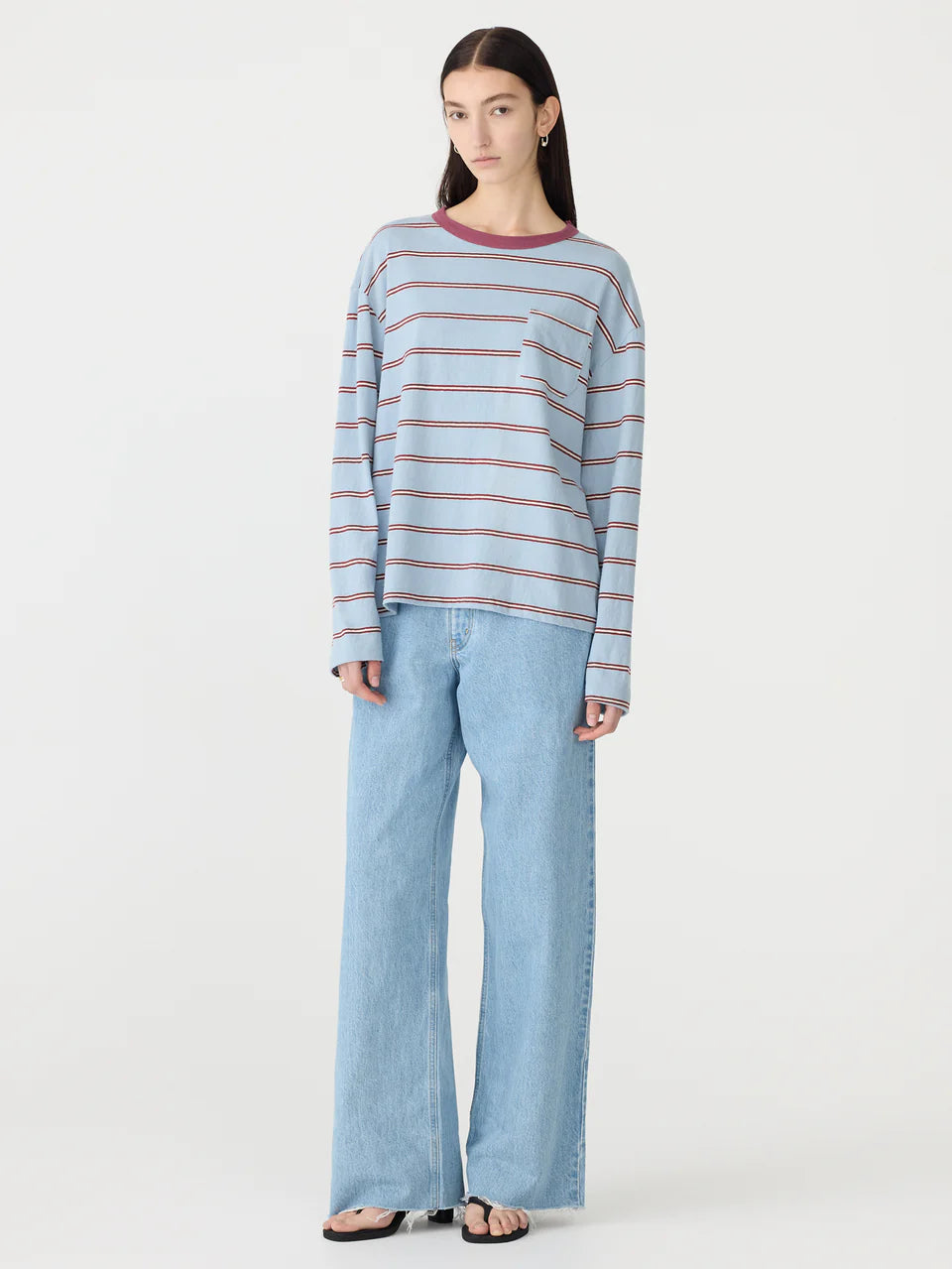 Stripe Boxy Pocket L/S T-Shirt